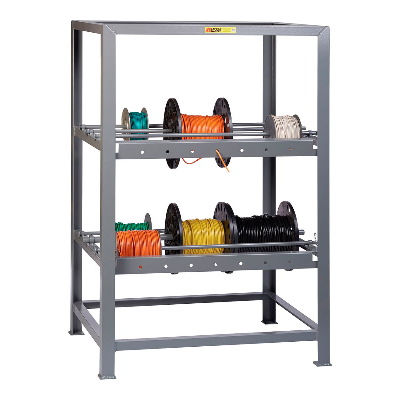 All-Welded Wire Reel Rack, 2 Levels, 36"W x 30"D x 54"H