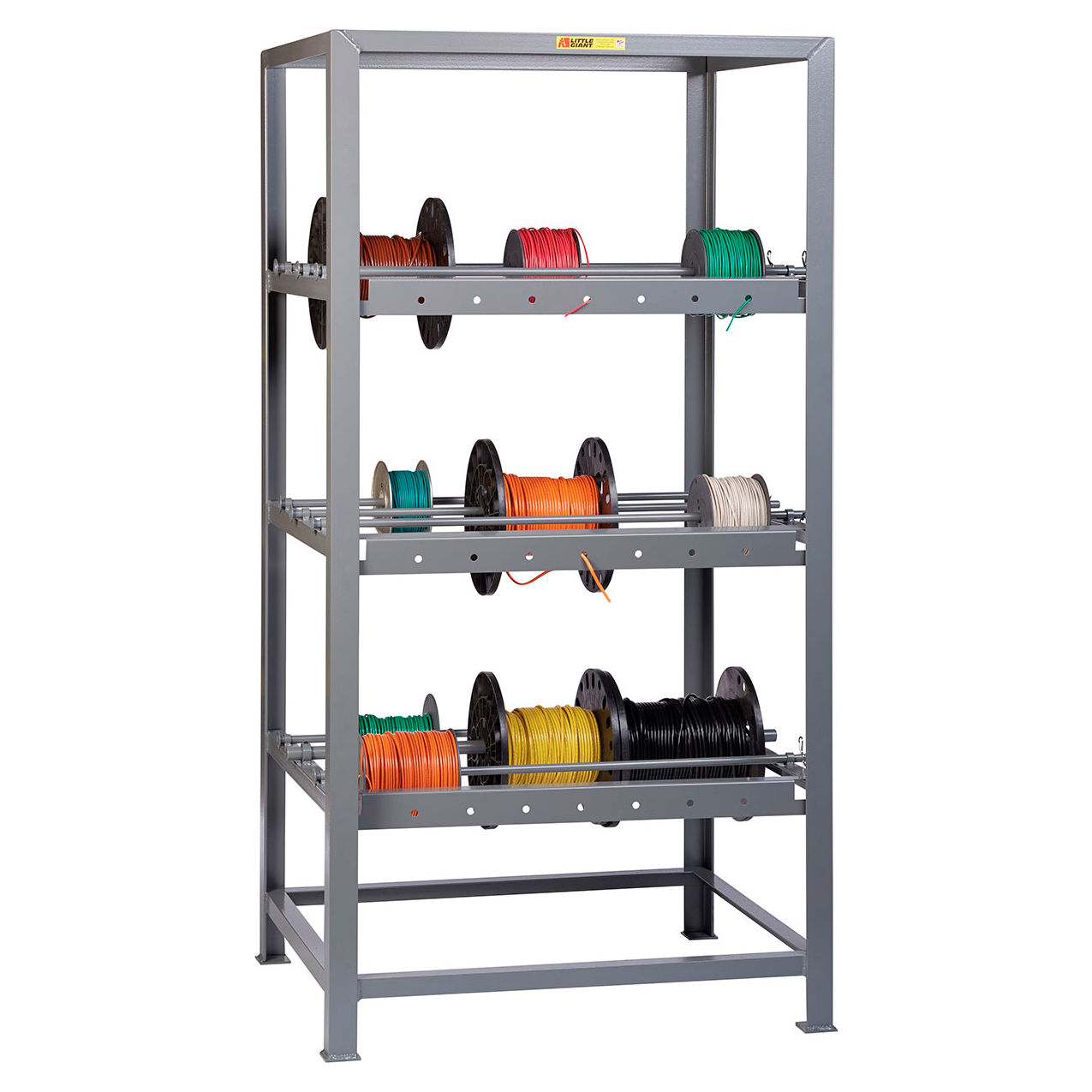 All-Welded Wire Reel Rack, 3 Levels, 36"W x 30"D x 72"H