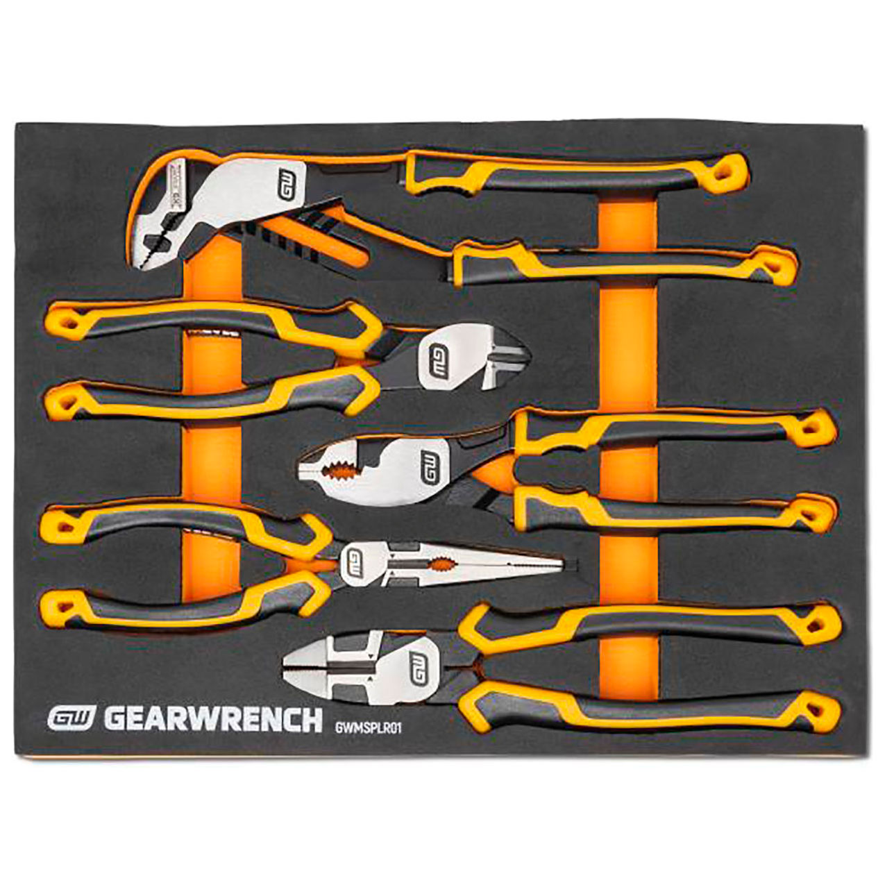 5 Piece Pitbull Cushion Grip Plier Modular Set In Foam Storage Tray