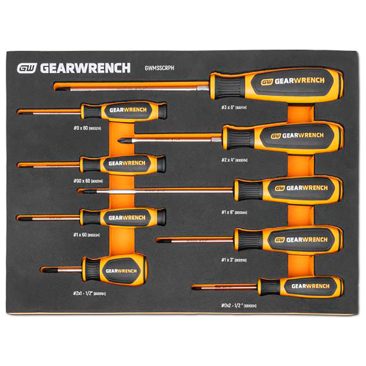 9 Piece Phillips Dual Material Screwdriver Modular Set In Foam Storage Tray