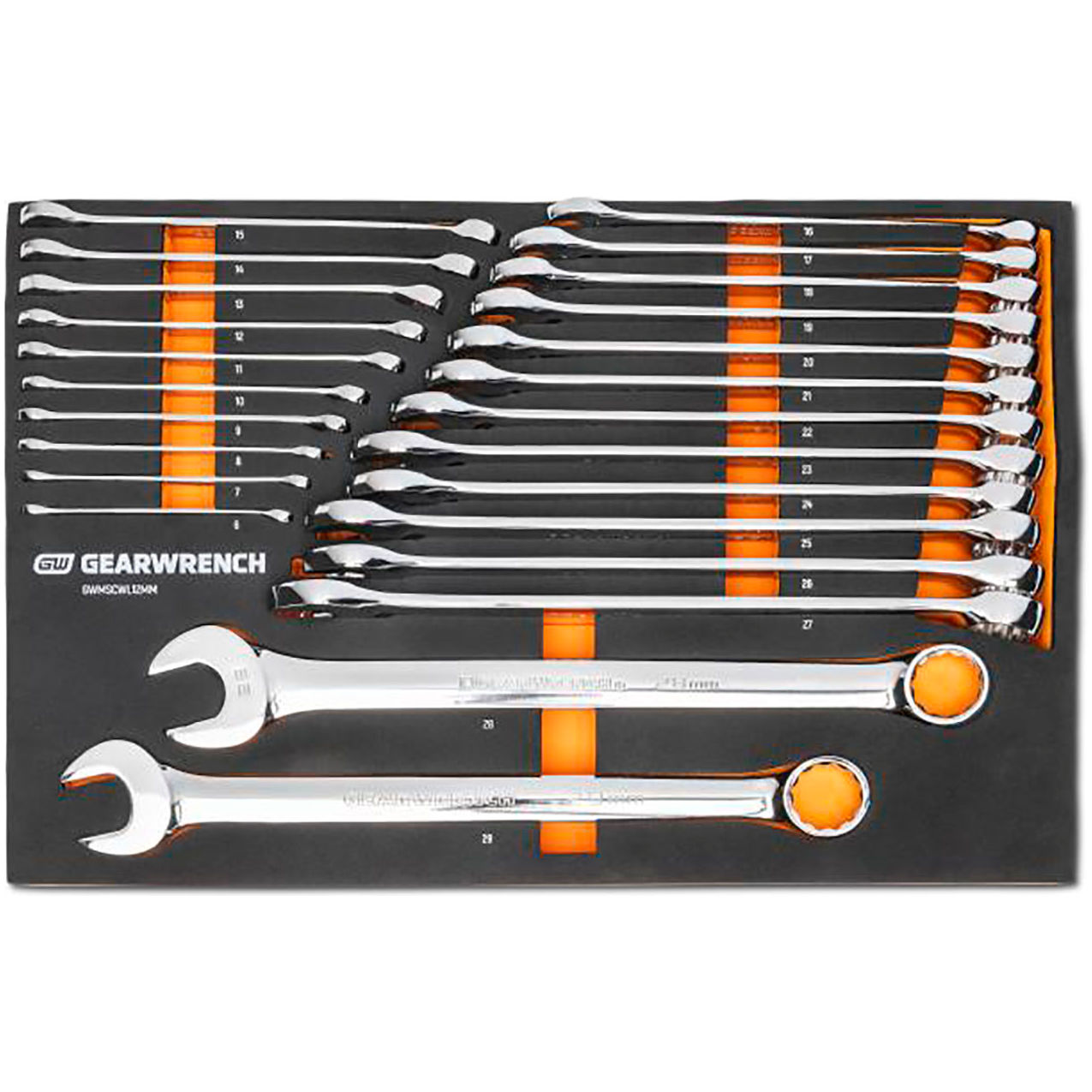 24 Piece 12-Point Long Pattern Combination Metric Wrench Modular Set