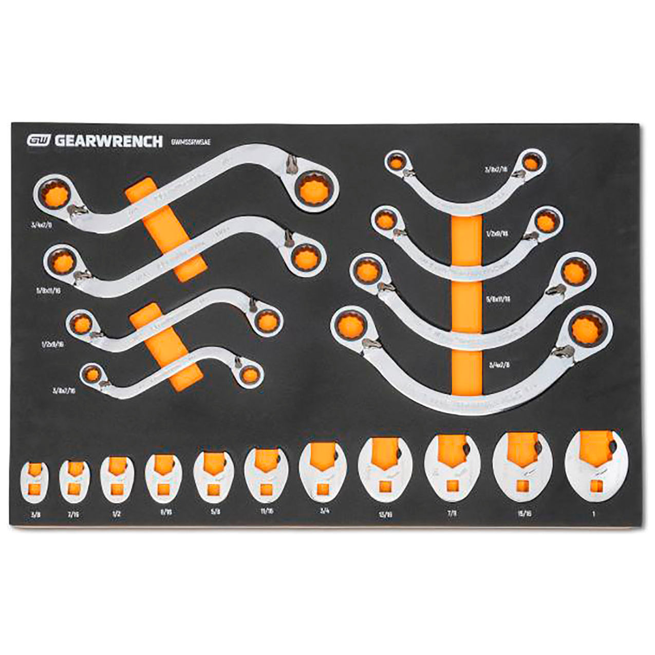 19 Piece 12-Point Specialty Ratcheting SAE Wrench Modular Set