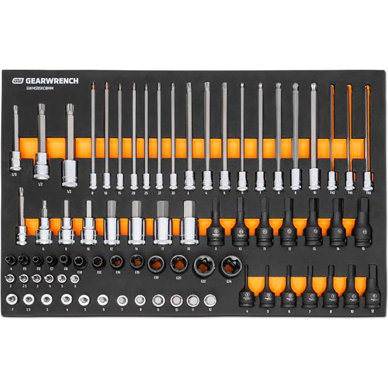 1/4", 3/8", 1/2" Drive Metric 74 Piece Bit Socket Modular Set