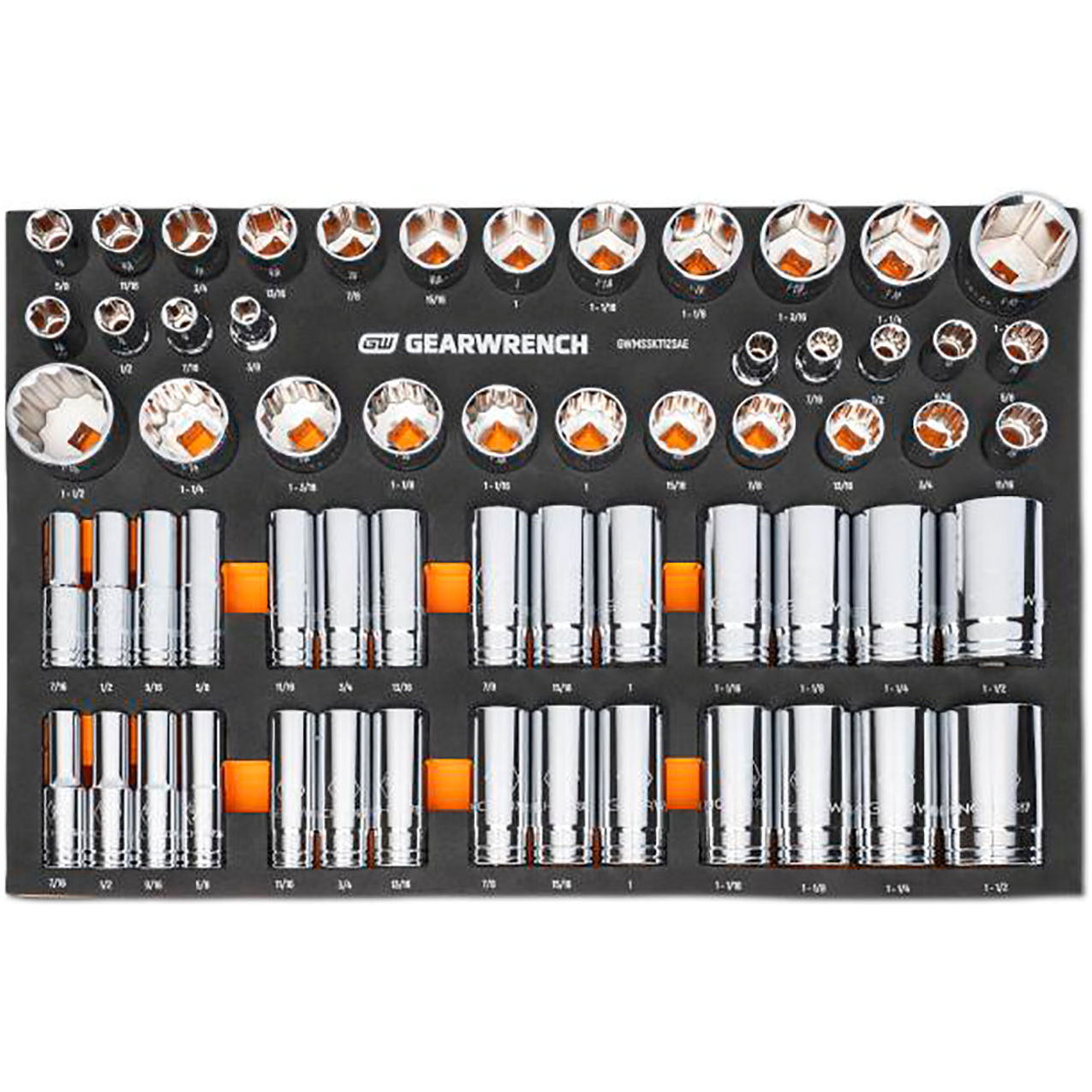 1/2" Drive SAE 60 Piece Socket Modular Set