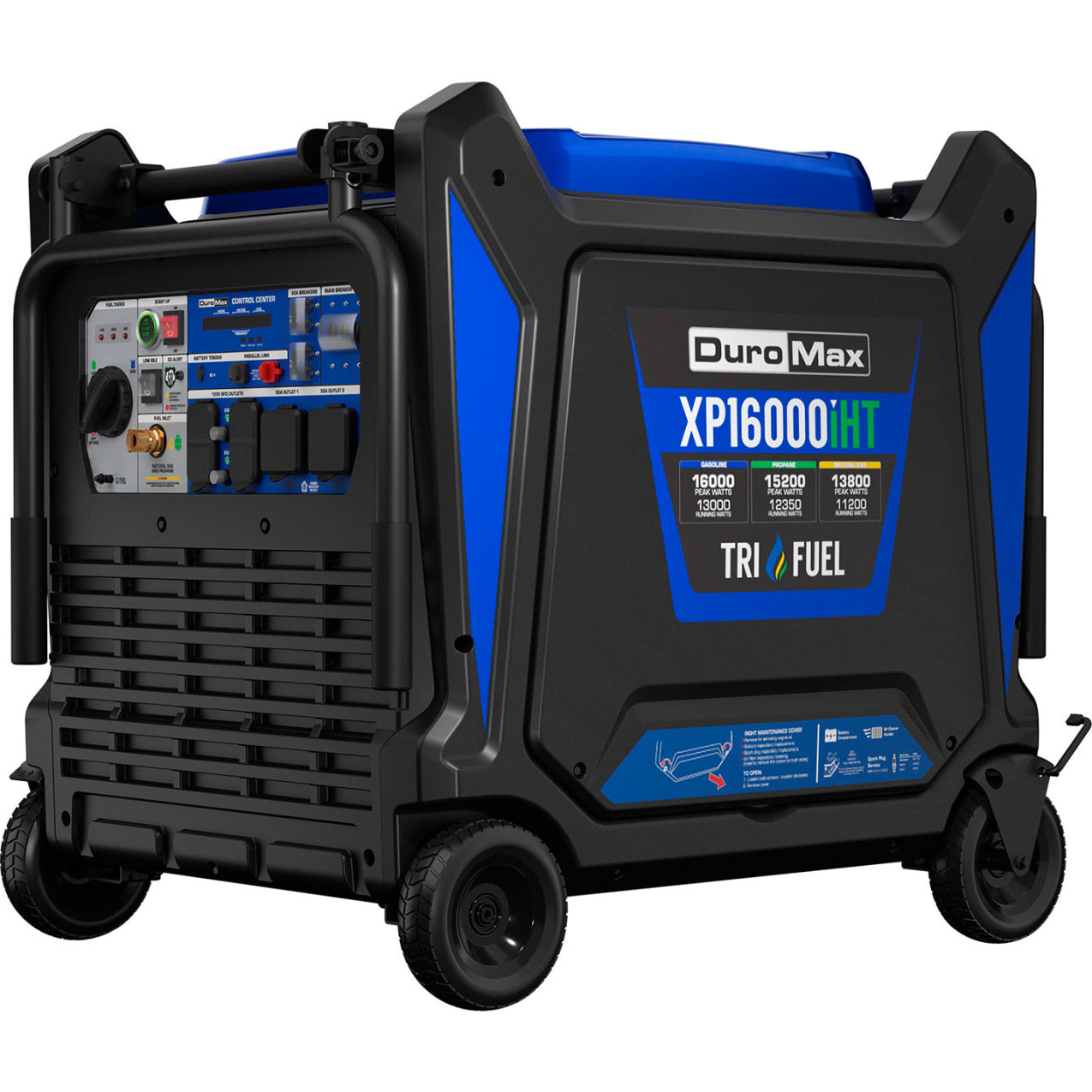 V-Twin Tri Fuel Portable Digital Inverter Generator with Electric Start, 16000 Surge Watts