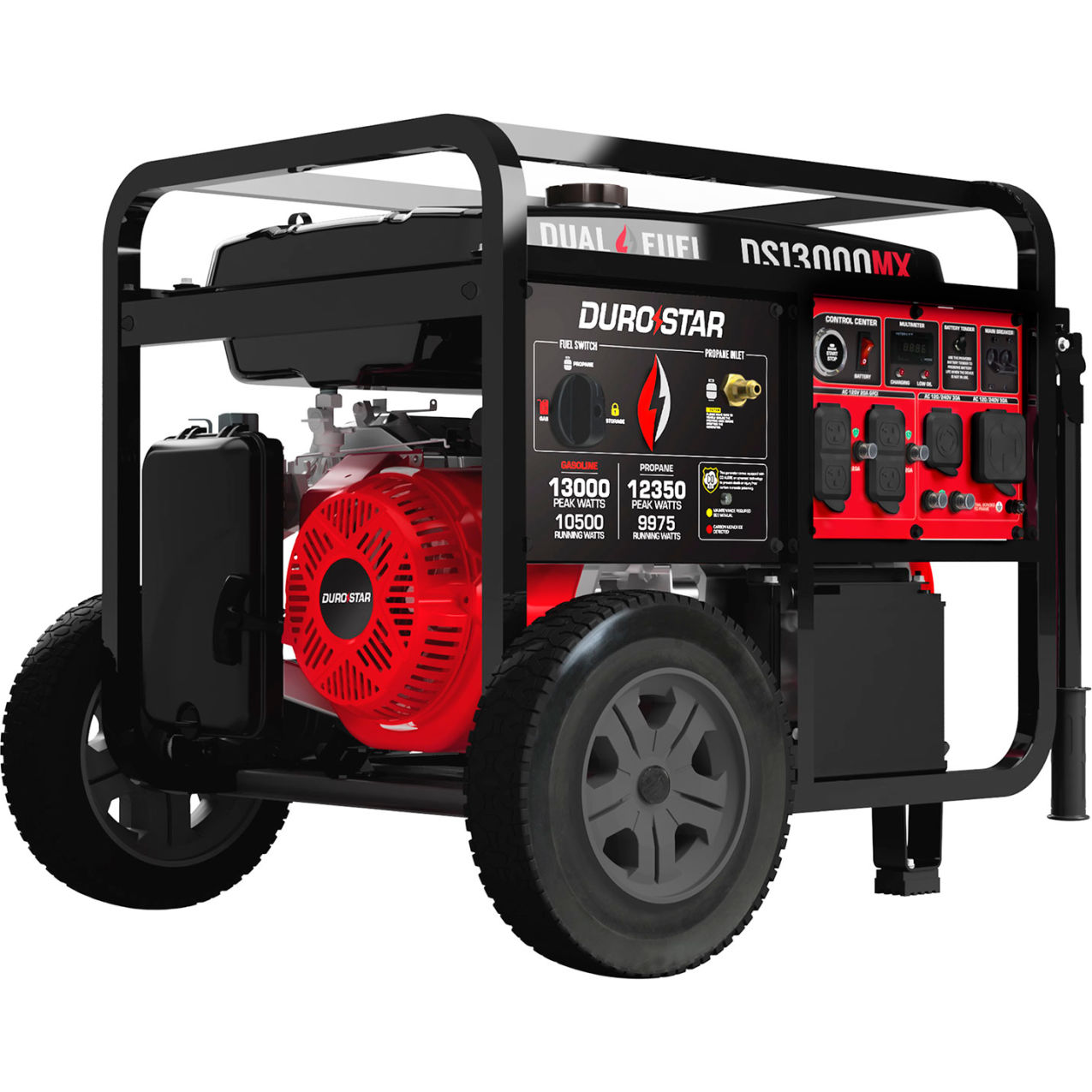 Portable Dual Fuel Generator with CO Alert, Electric/Recoil Start, 13000 Surge Watts