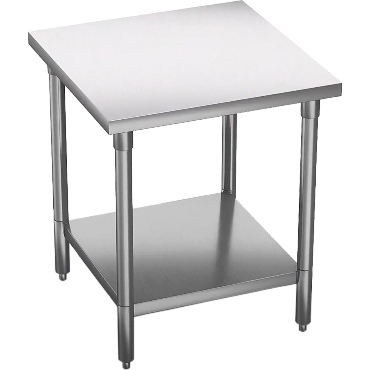 304 Stainless Steel Table, 72 x 30", Flat Top & Cross Rails, 3" Backsplash