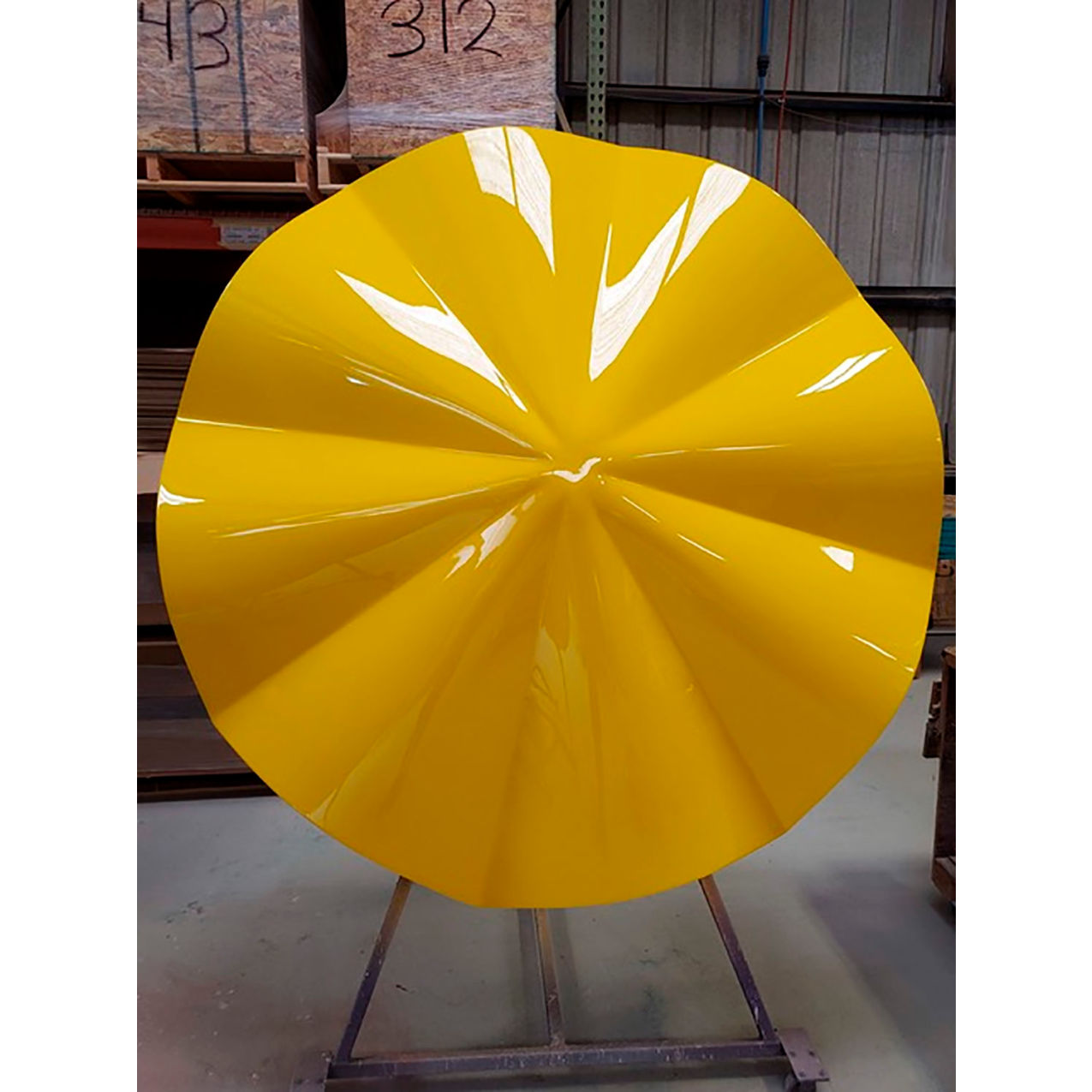 Round Wave 6' Fiberglass Umbrella, 8' Pole, Yellow