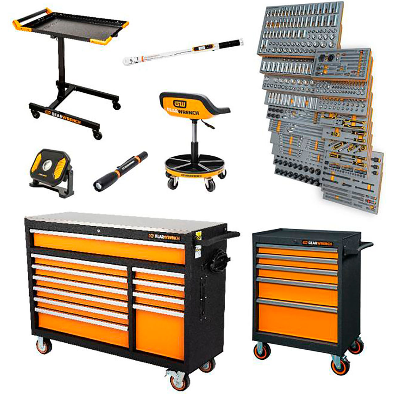 52"W x 18"D x 40"H Mechanics Tool Set in Modular Trays w/Storage, 1024 Piece