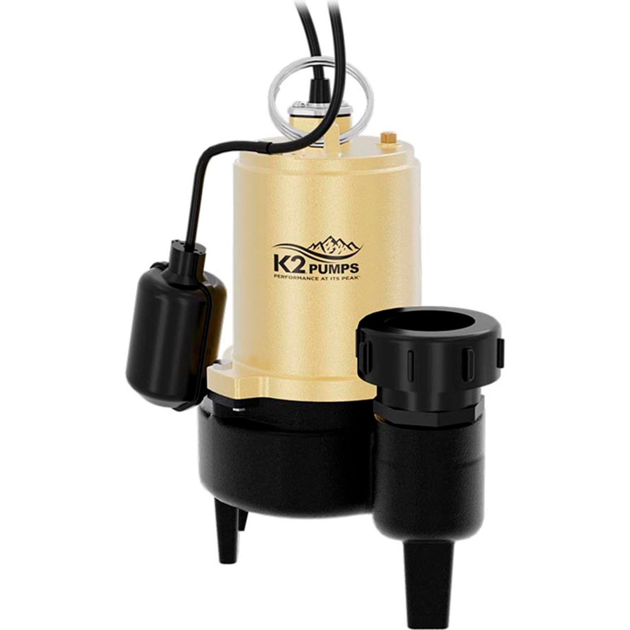 Sewage Pump with Piggyback Tethered Switch and Quick Connect, 1/2 HP, 150 GPM