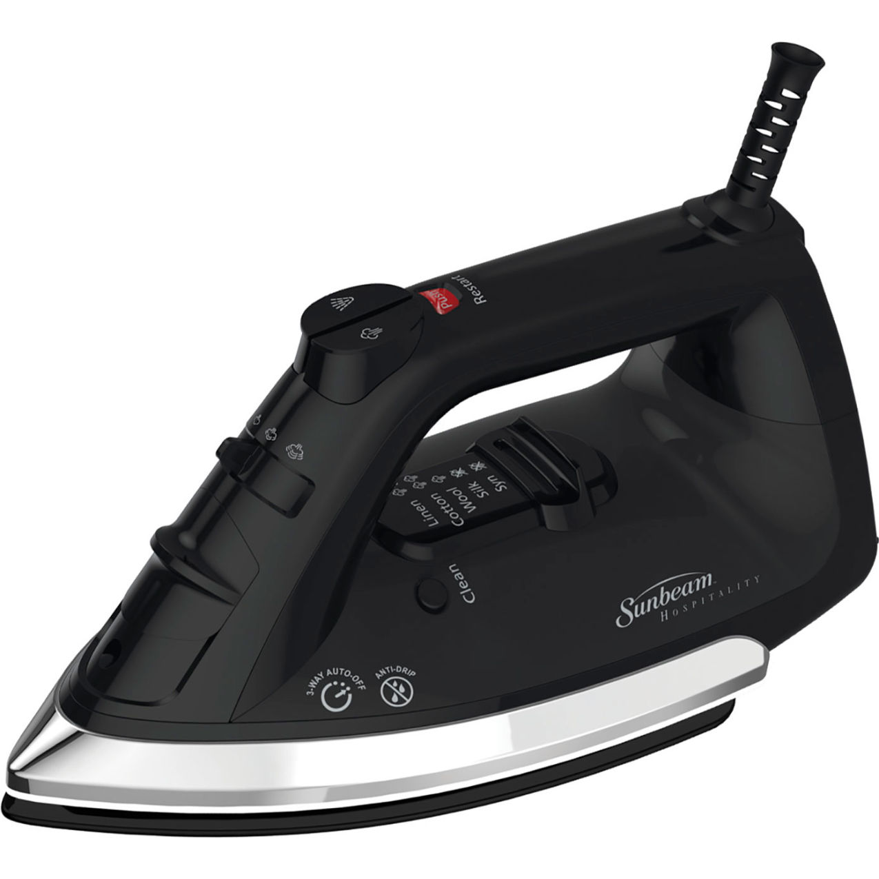 Mid-Size Steam Iron with 3-Way Auto Off, Black/Silver