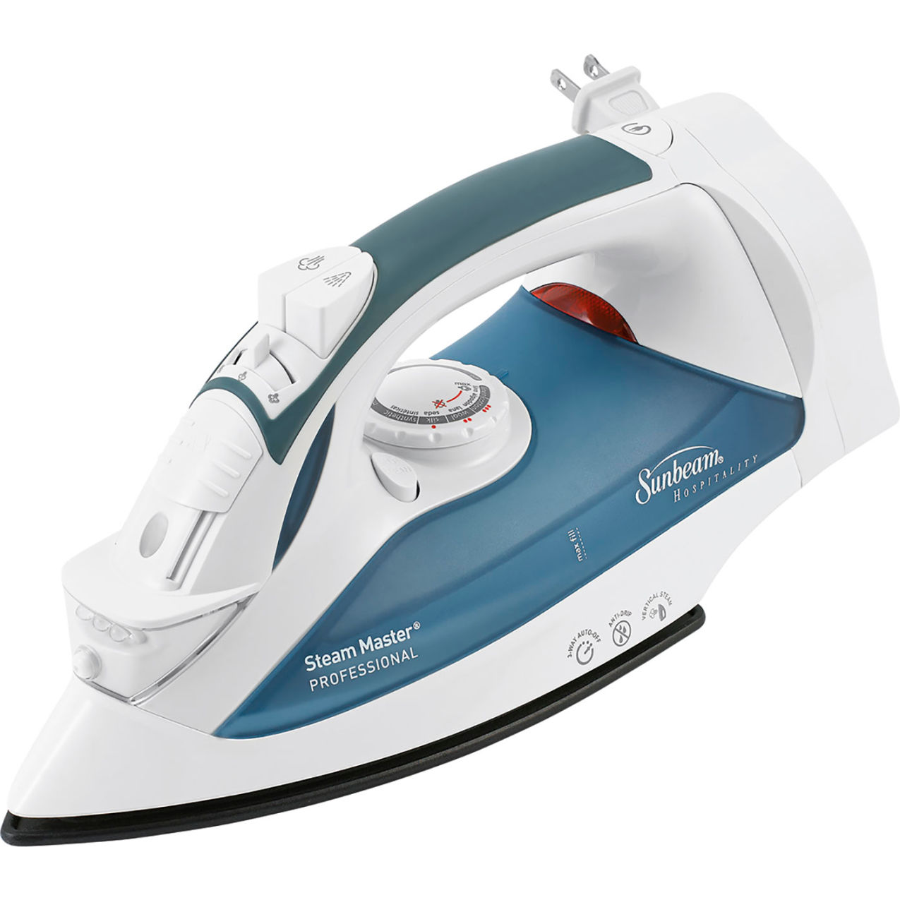 Full-Size Retractable Steam with 3-Way Auto Off, White/Blue