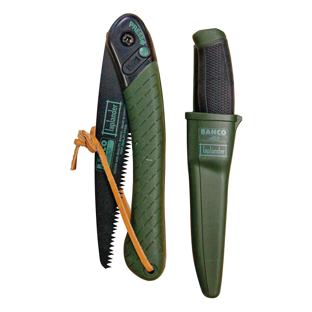 Bahco Laplander and Knife, 102" Blade Length, Green Handle