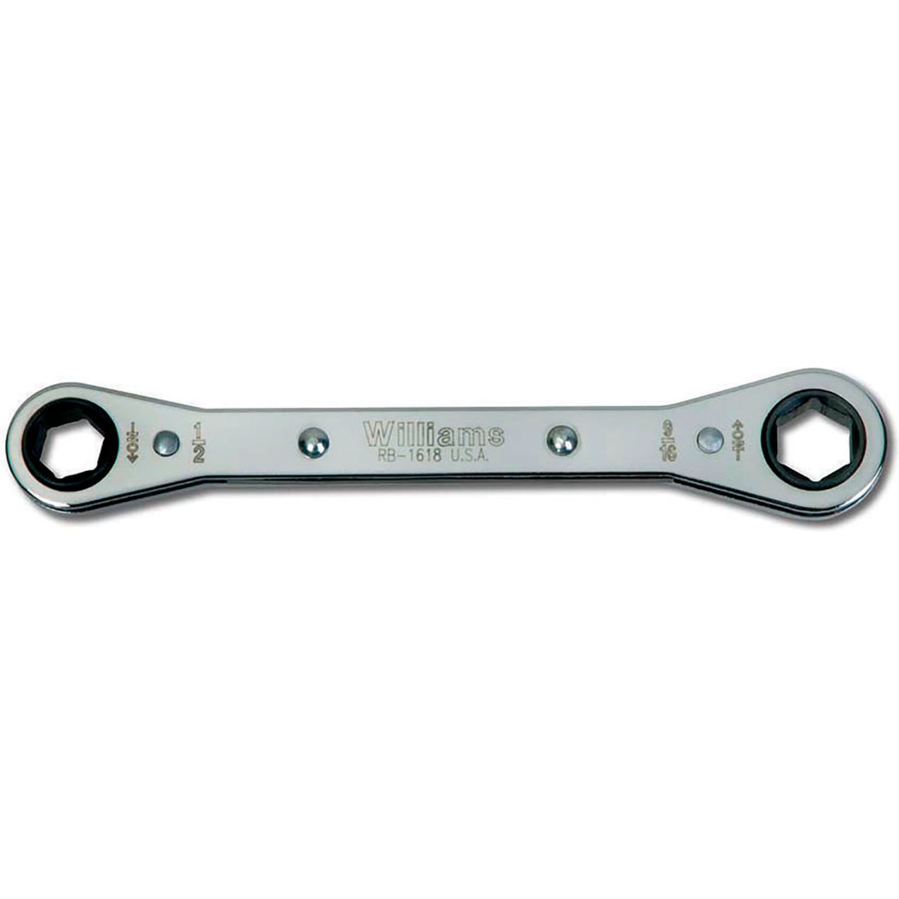 Double Head Ratcheting Box Wrench, 6 Points, 1/2" x 9/16" Opening