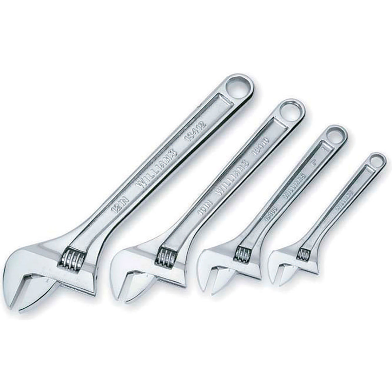 4 Piece Adjustable Wrench with Chrome Finish, 6" - 12" Long