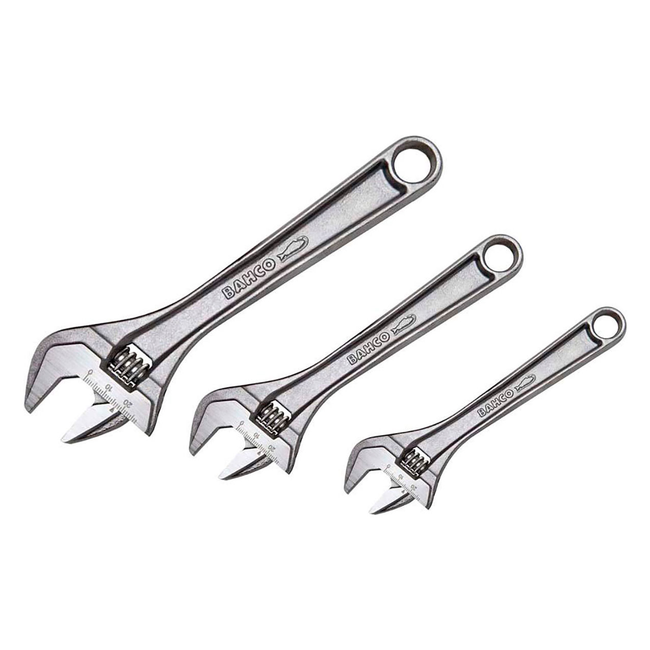 3 Piece Adjustable Wrench with Chrome Finish, 6"-10" Long