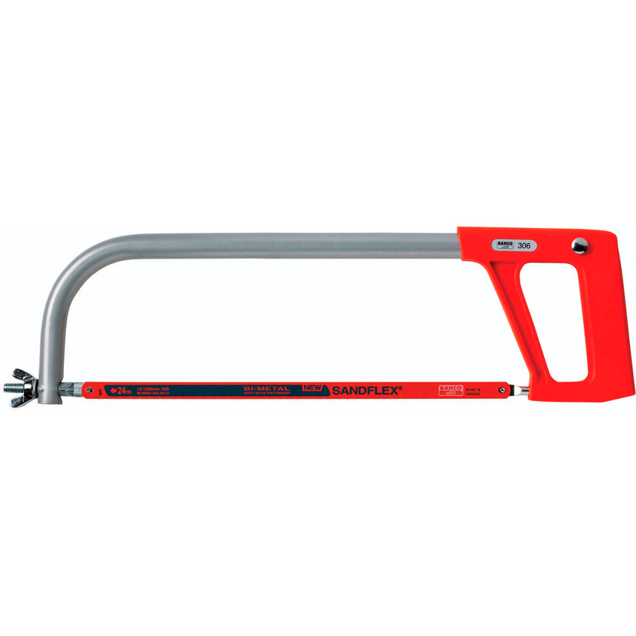 Light Hacksaw Frame, 12" Blade Length, Red Handle
