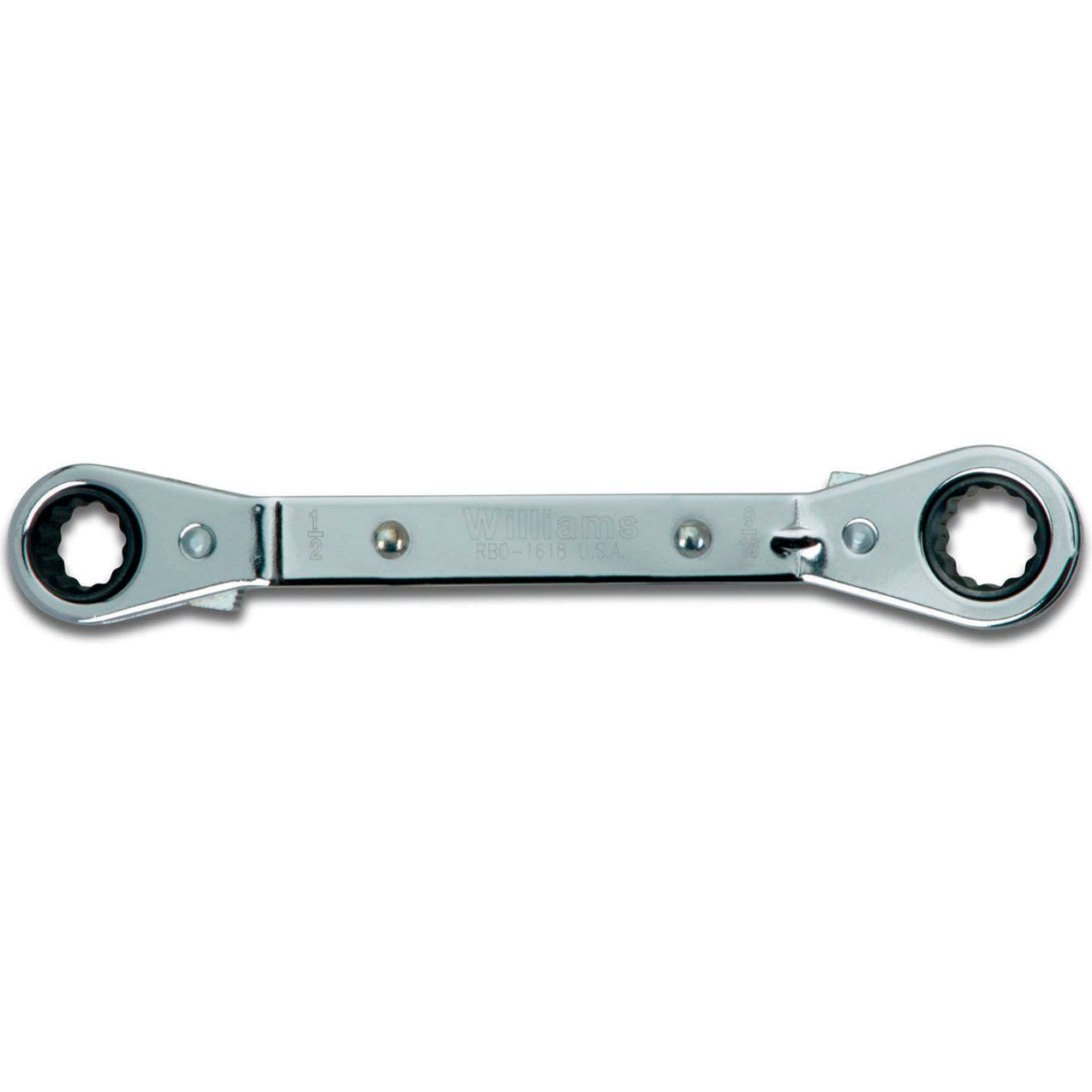 25 Degree Reversible Offset Ratcheting Box Wrench, 12 Points, 1/2" x 9/16" Opening