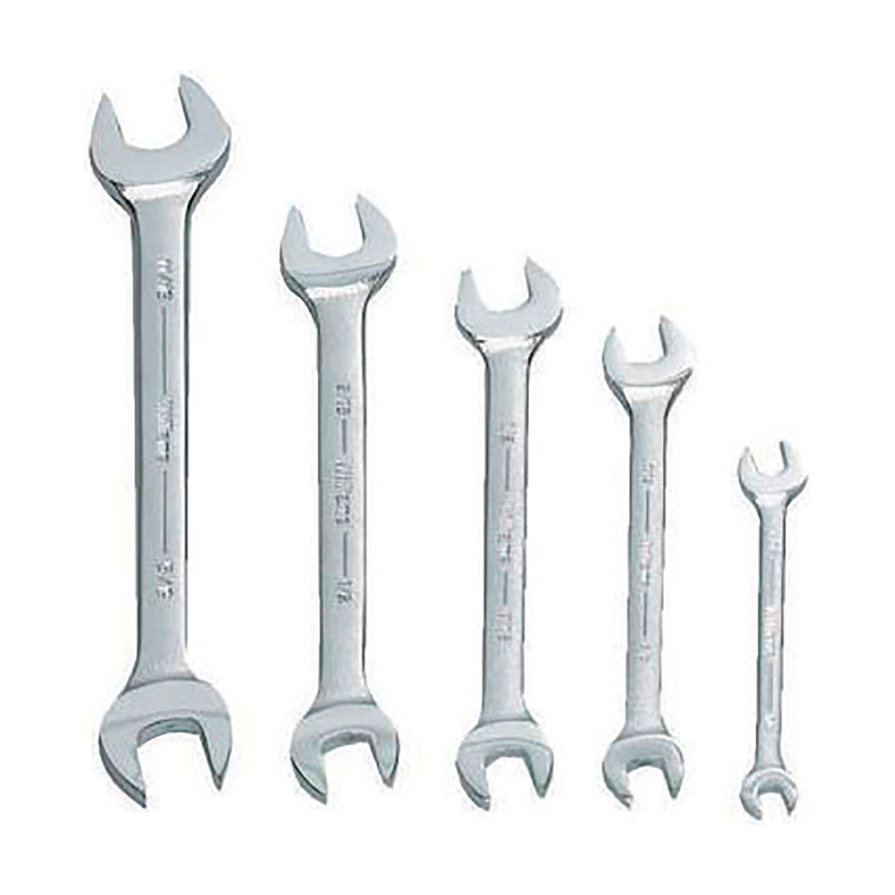 5 Piece Open End Wrench Set, Chrome