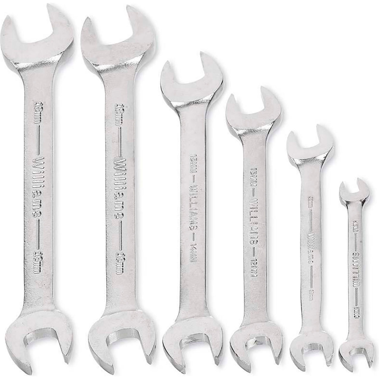 6 Piece Double Head Open End Wrench Set, Chrome