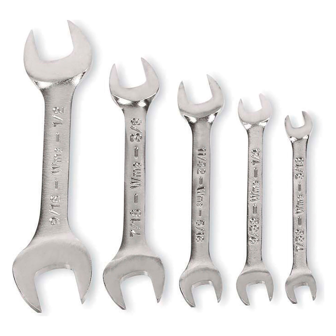 5 Piece Double Head Open End Wrench, Chrome