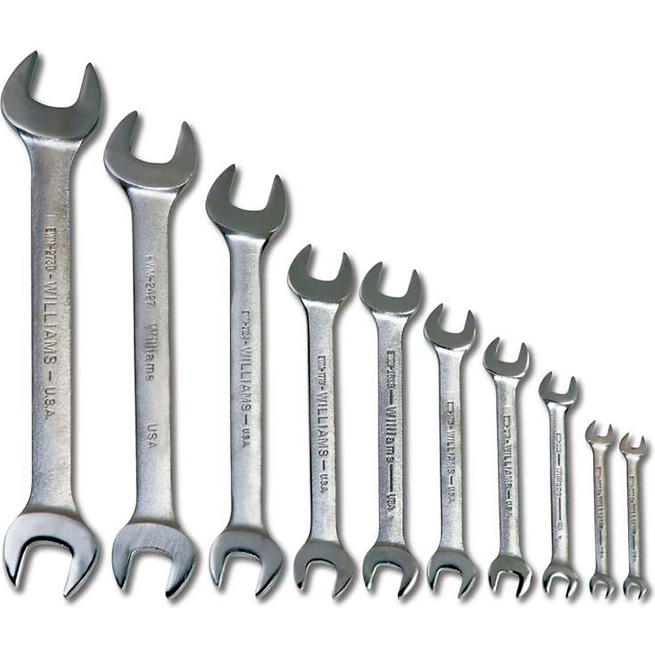 10 Piece Double Head Open End Wrench Set, Chrome