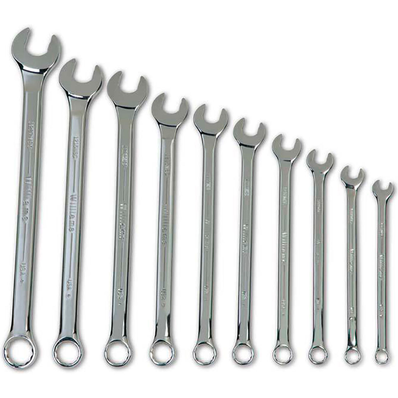 10 Piece 7mm to 17mm 12-Point Combination Wrench Set, Chrome
