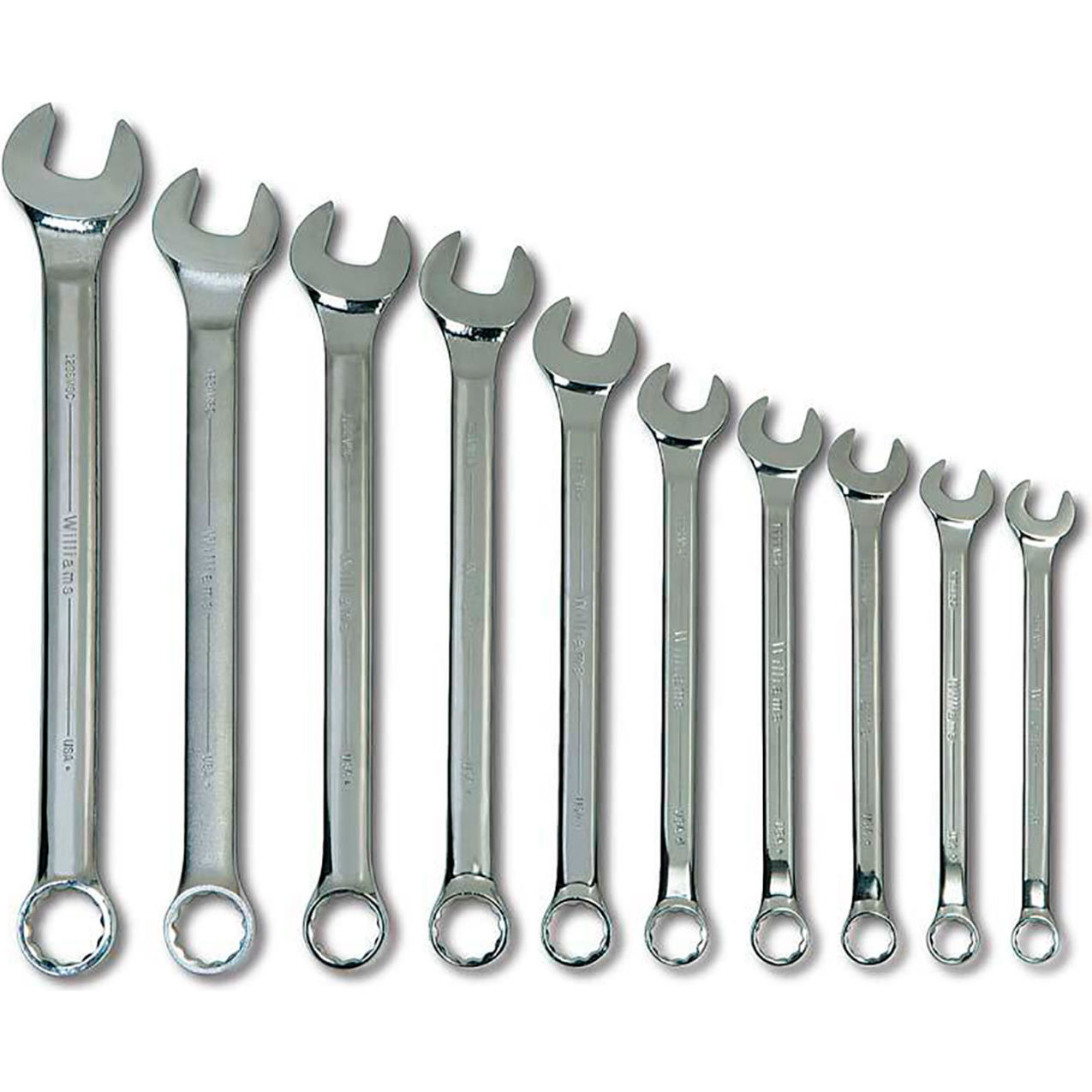 10 Piece 18mm to 36mm 12-Point Combination Wrench Set, Chrome