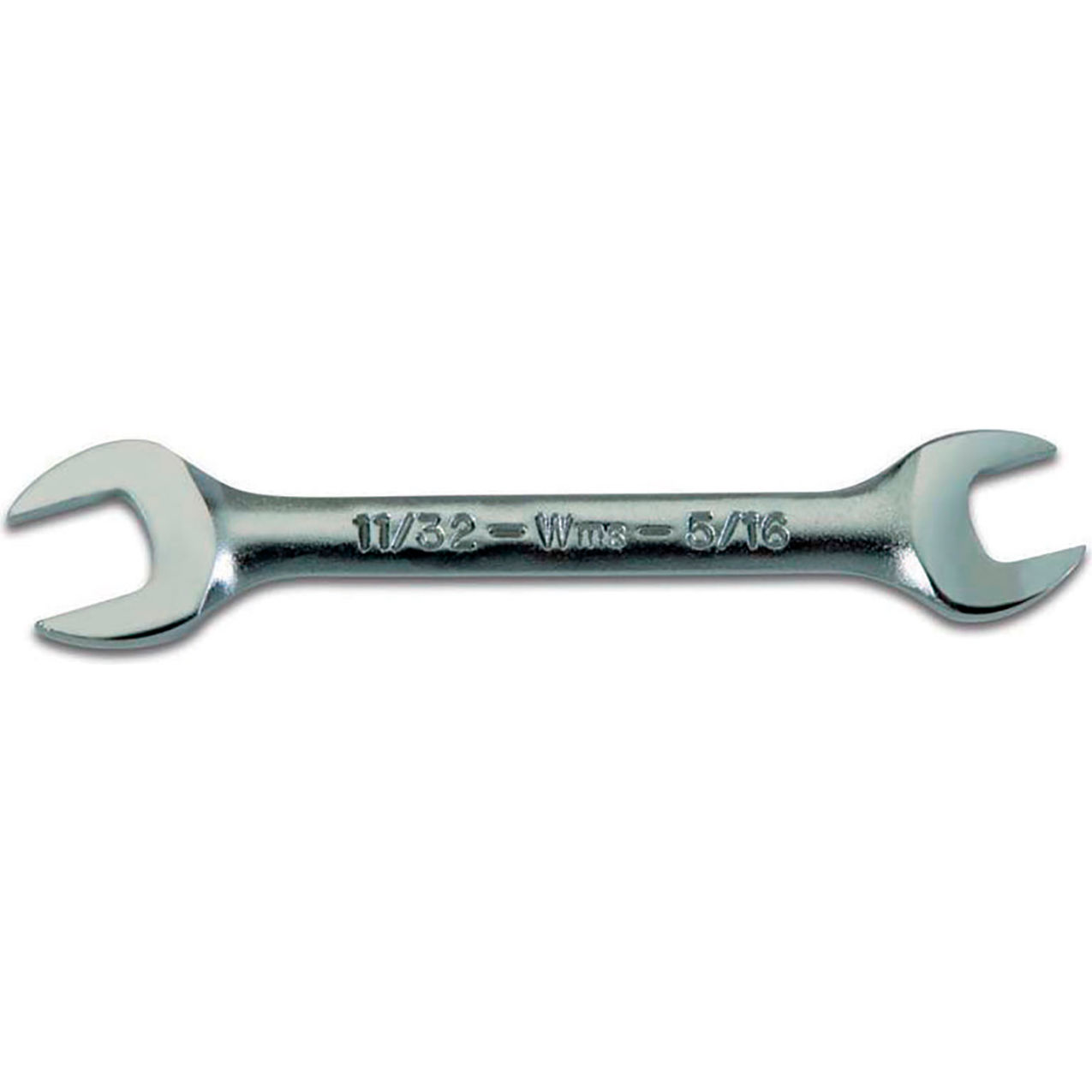 Short Double Head Open End Wrench, 1/4" x 9/32" Opening Size, Chrome