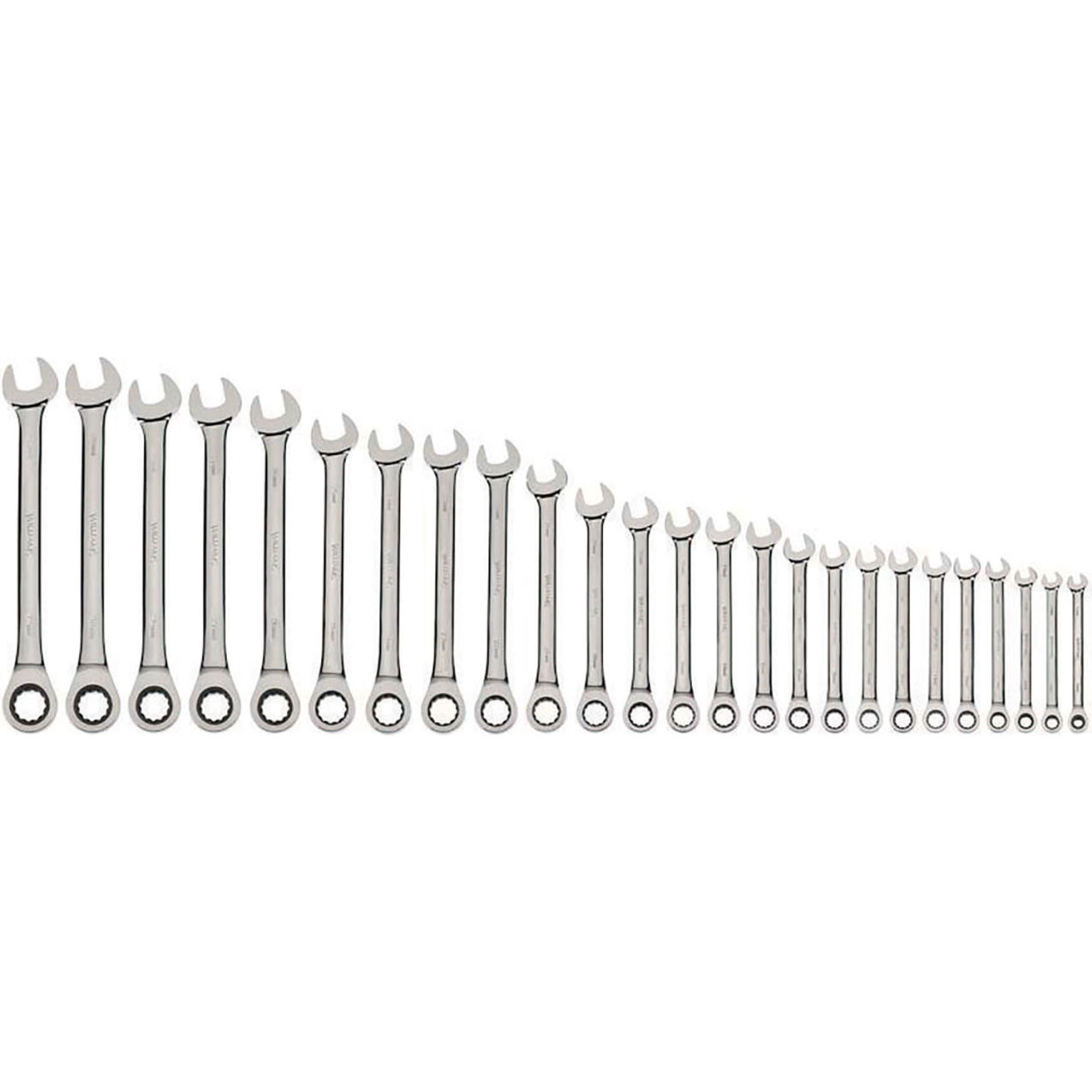 25 Piece 6mm to 32mm 12-Point Combination Ratcheting Wrench Set, Chrome