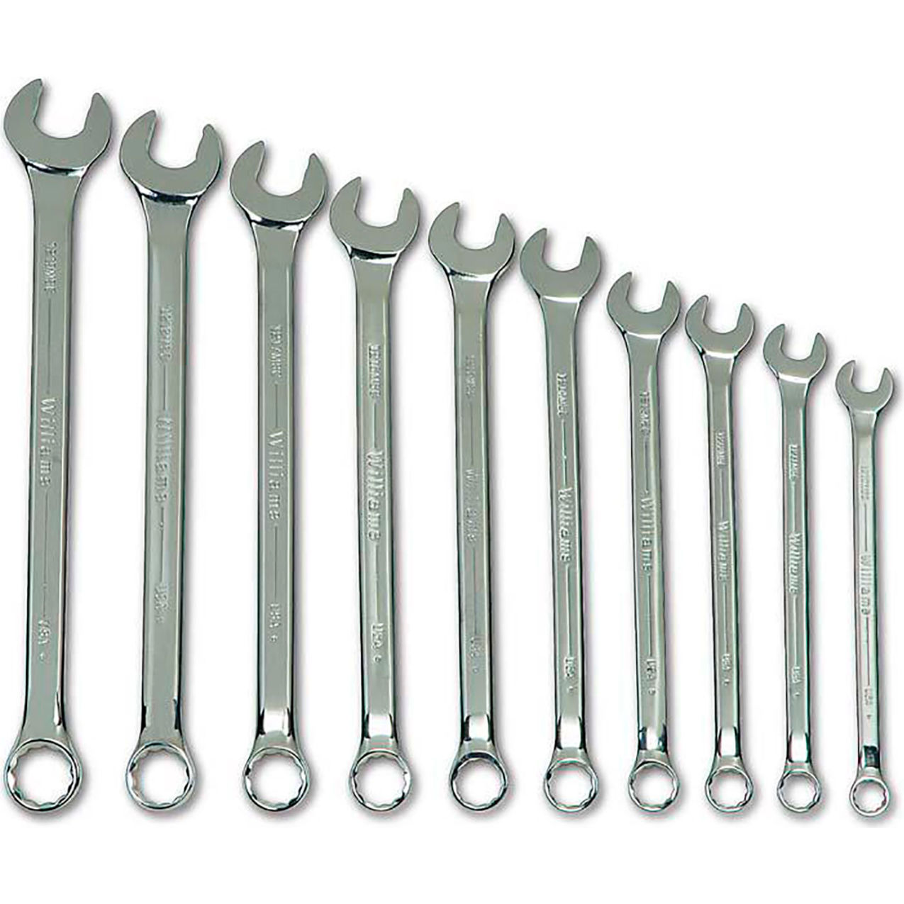 10 Piece 10mm to 19mm 12-Point Combination Ratcheting Wrench Set, Chrome