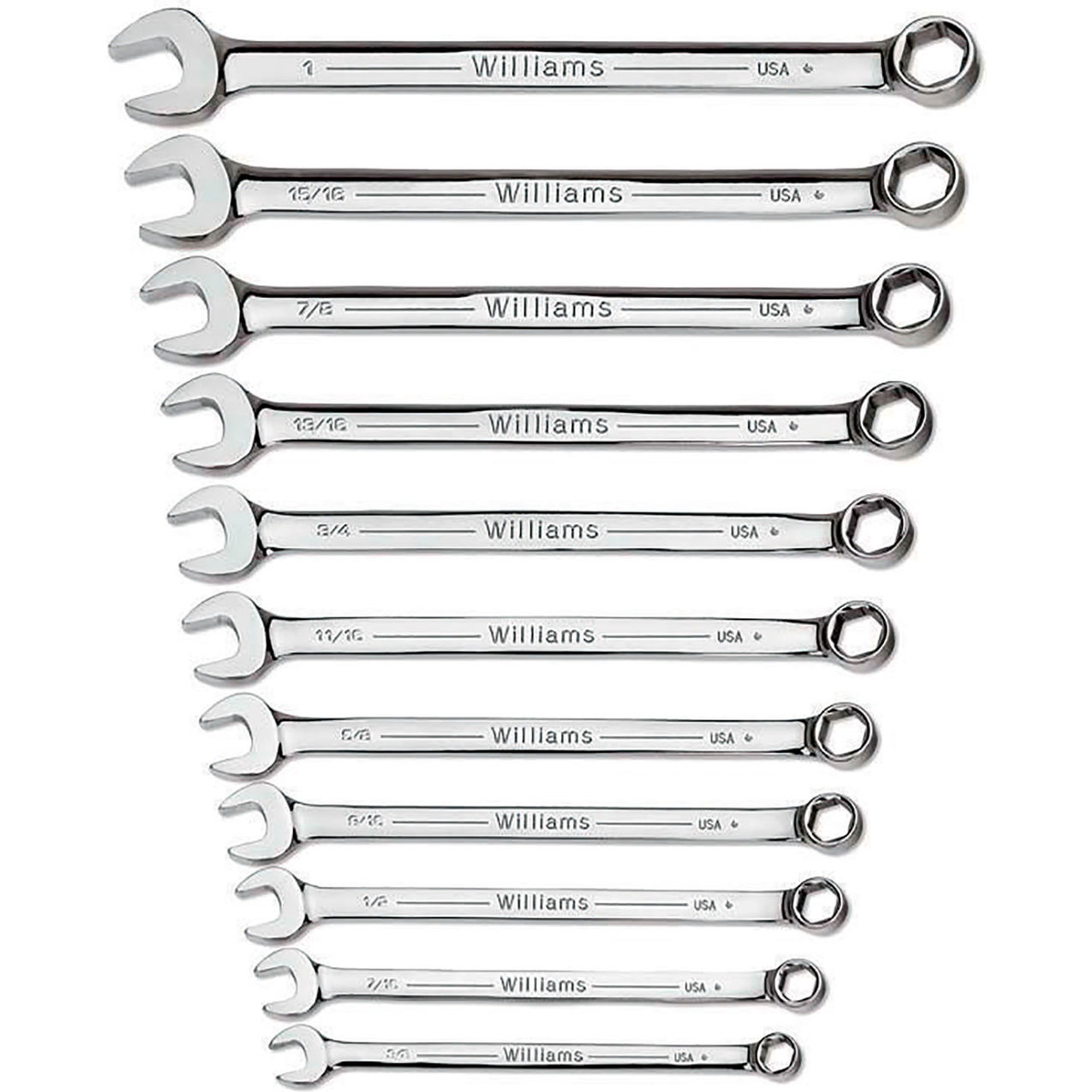 11 Piece 3/8" to 1" 6 Point SuperCombo Combination Wrench Set, Yellow