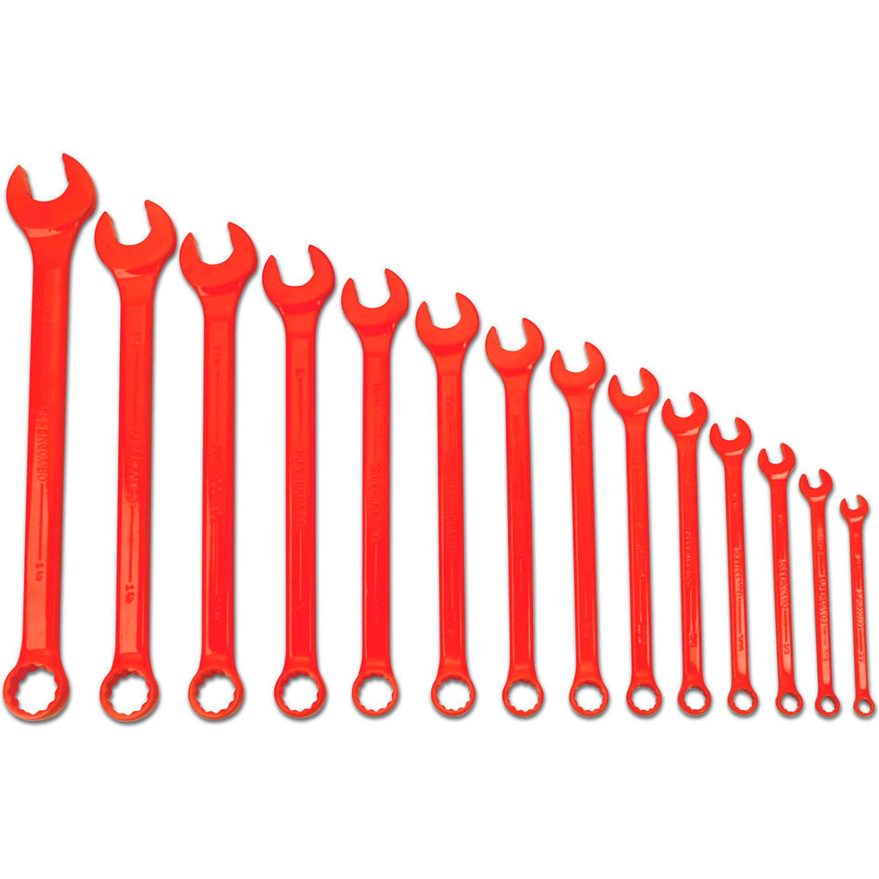 14 Piece 3/8mm to 1-1/4mm 12-Point Combination Ratcheting Wrench Set, Red