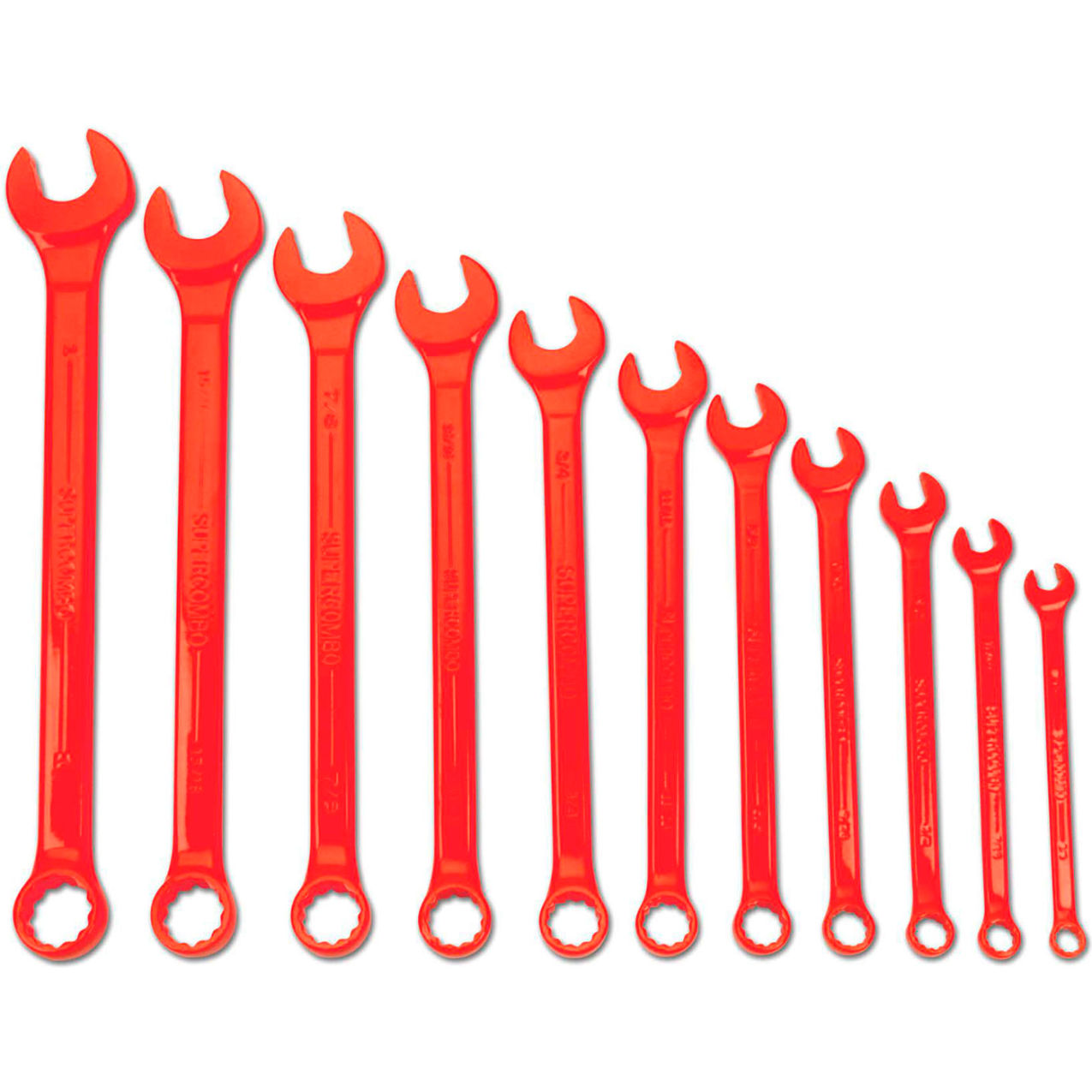 11 Piece 3/8mm to 1mm 12-Point Combination Ratcheting Wrench Set, Red