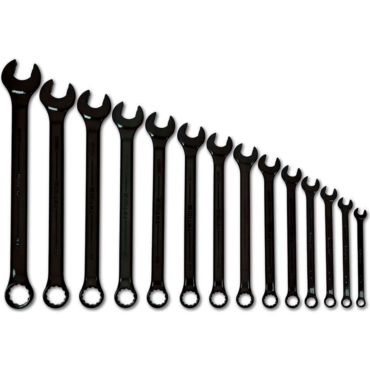 15 Piece 5/16" to 1-1/4" 12-Point Combination Wrench Set, Black