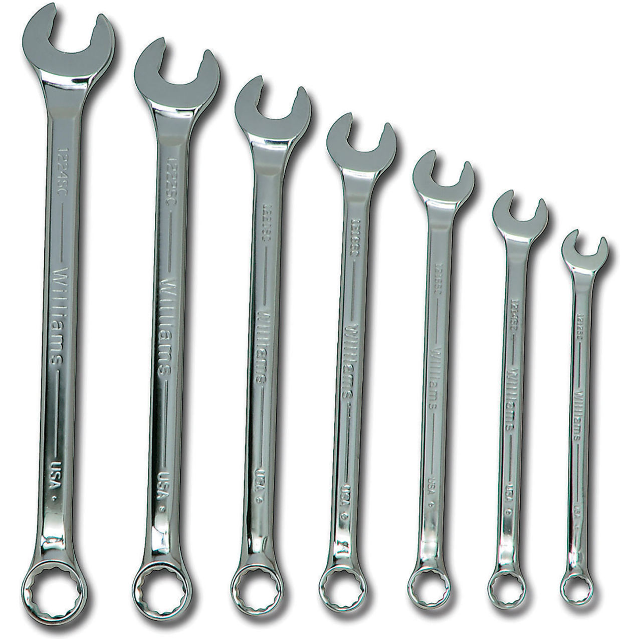 7 Piece 3/8" to 3/4" 12-Point Combination Wrench Set, Chrome