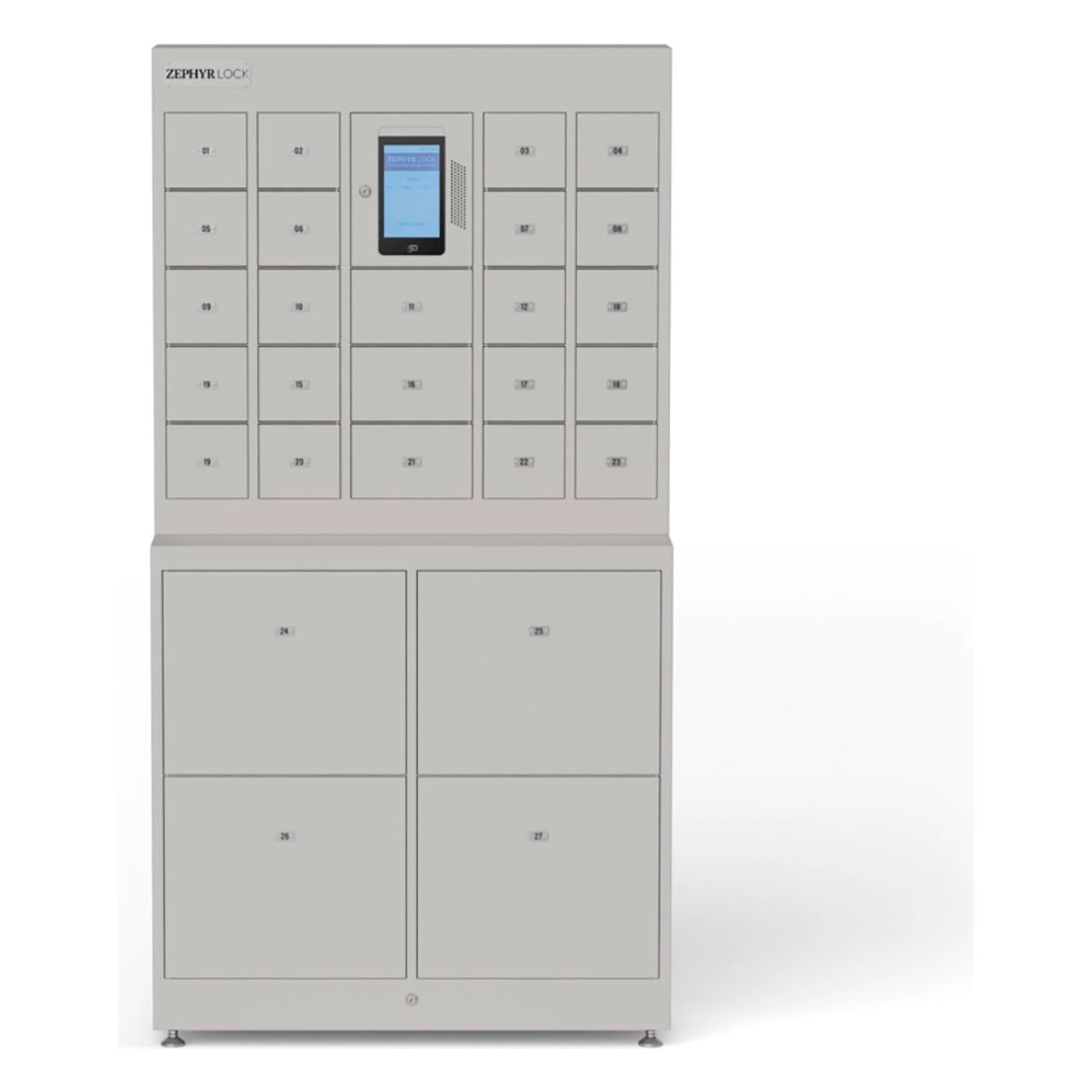 27 Door Locker with Facial Detection Technology, 39"W x 15"D x 72"H, Gray