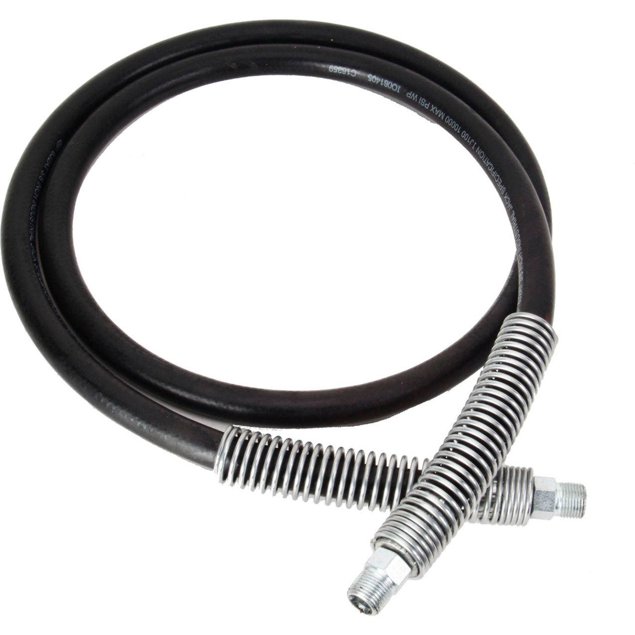 Hydraulic Rubber Hose, 10000 PSI, 3/8"-18 NPTF, 10'L, Black