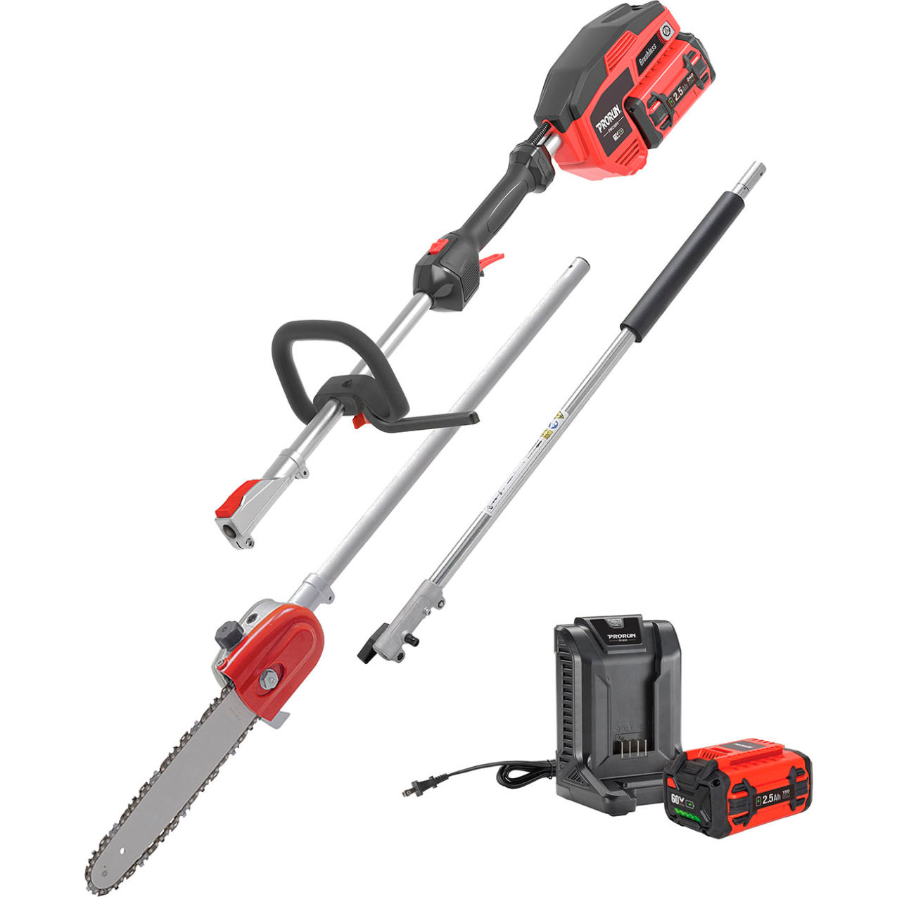 60V 16" Brushless Attachment Capable Pole Saw, 2.5 Ah Battery & Charger