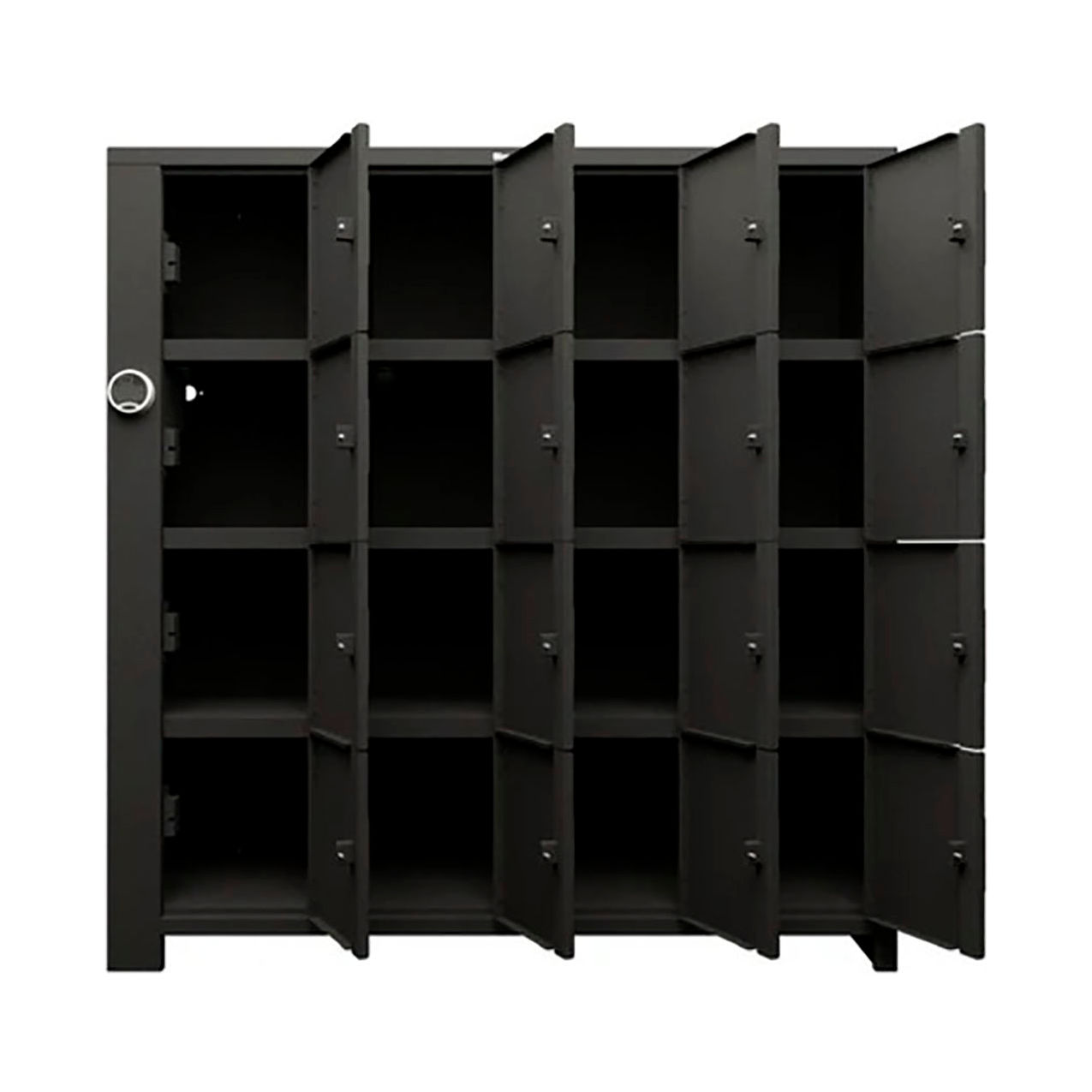 Strong Hold 4-Tier 16 Solid Door Smart Access Locker, 72"W x 24"D x 75"H, Black, Assembled