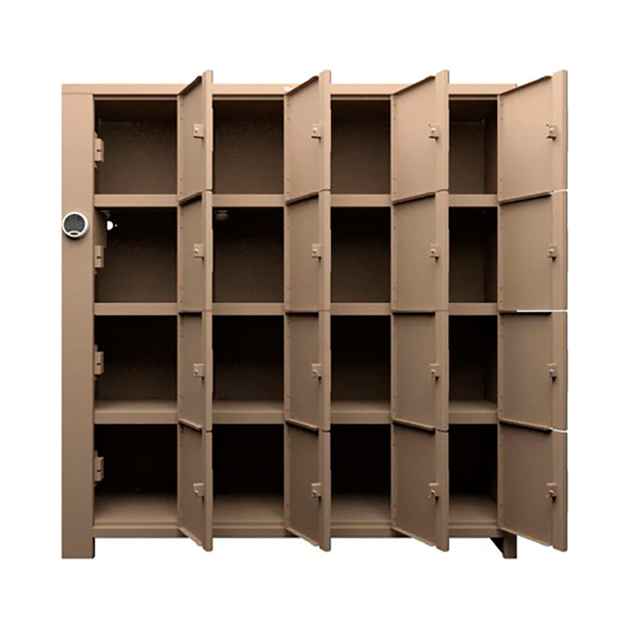 Strong Hold 4-Tier 16 Solid Door Smart Access Locker, 72"W x 24"D x 75"H, Beige, Assembled