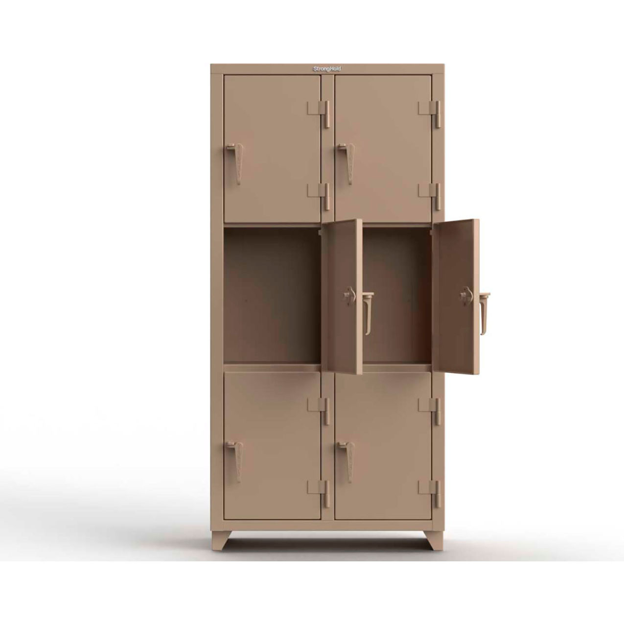Strong Hold 3-Tier 6 Door Extra Heavy Duty Locker, 36"W x 18"D x 75"H, Beige, Assembled