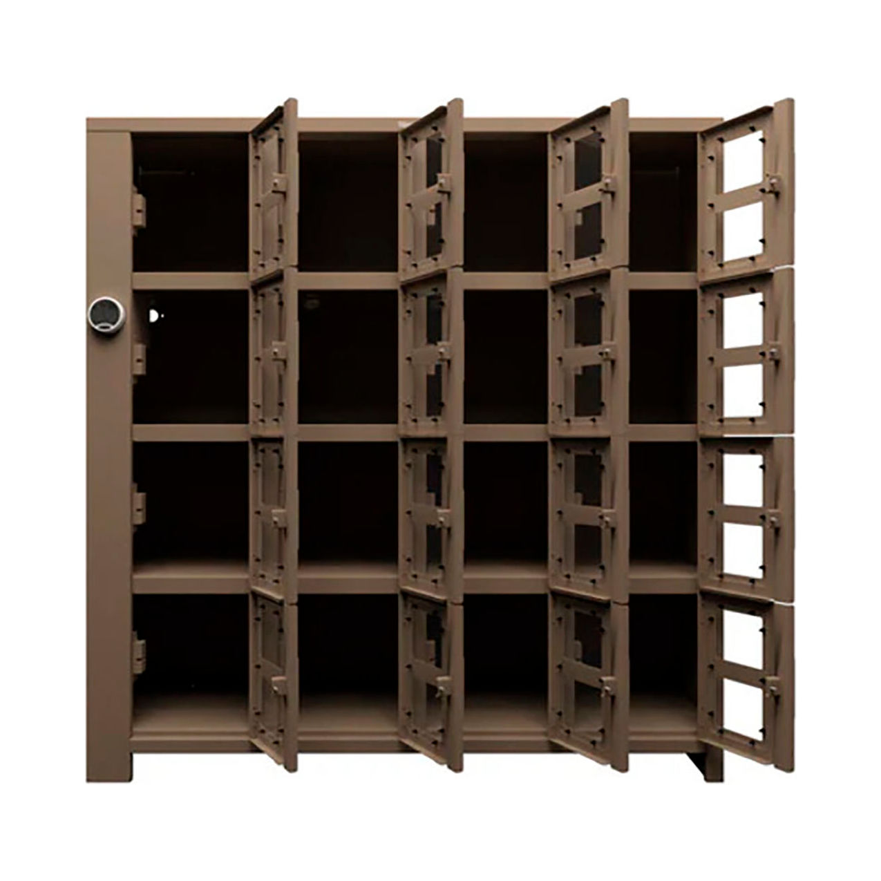 4-Tier 16 Clear View Door Smart Access Locker, 72"W x 24"D x 75"H, Beige, Assembled