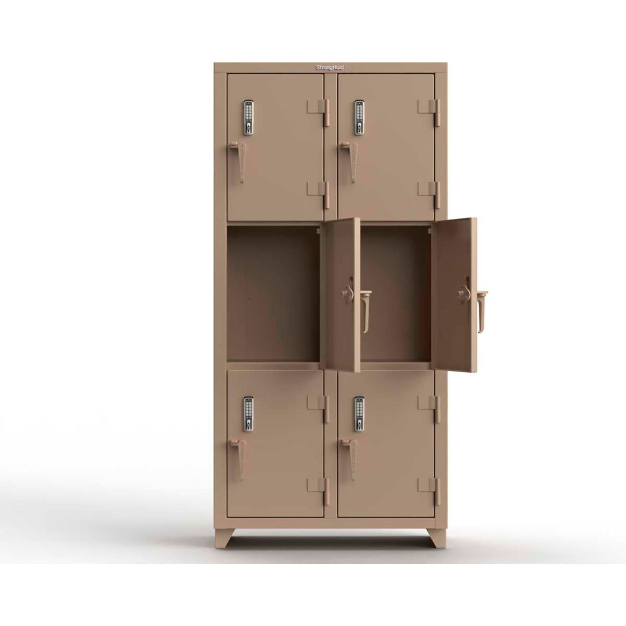 3-Tier 6 Door Extra Heavy Duty Digital Locker, 36"W x 18"D x 75"H, Beige, Assembled