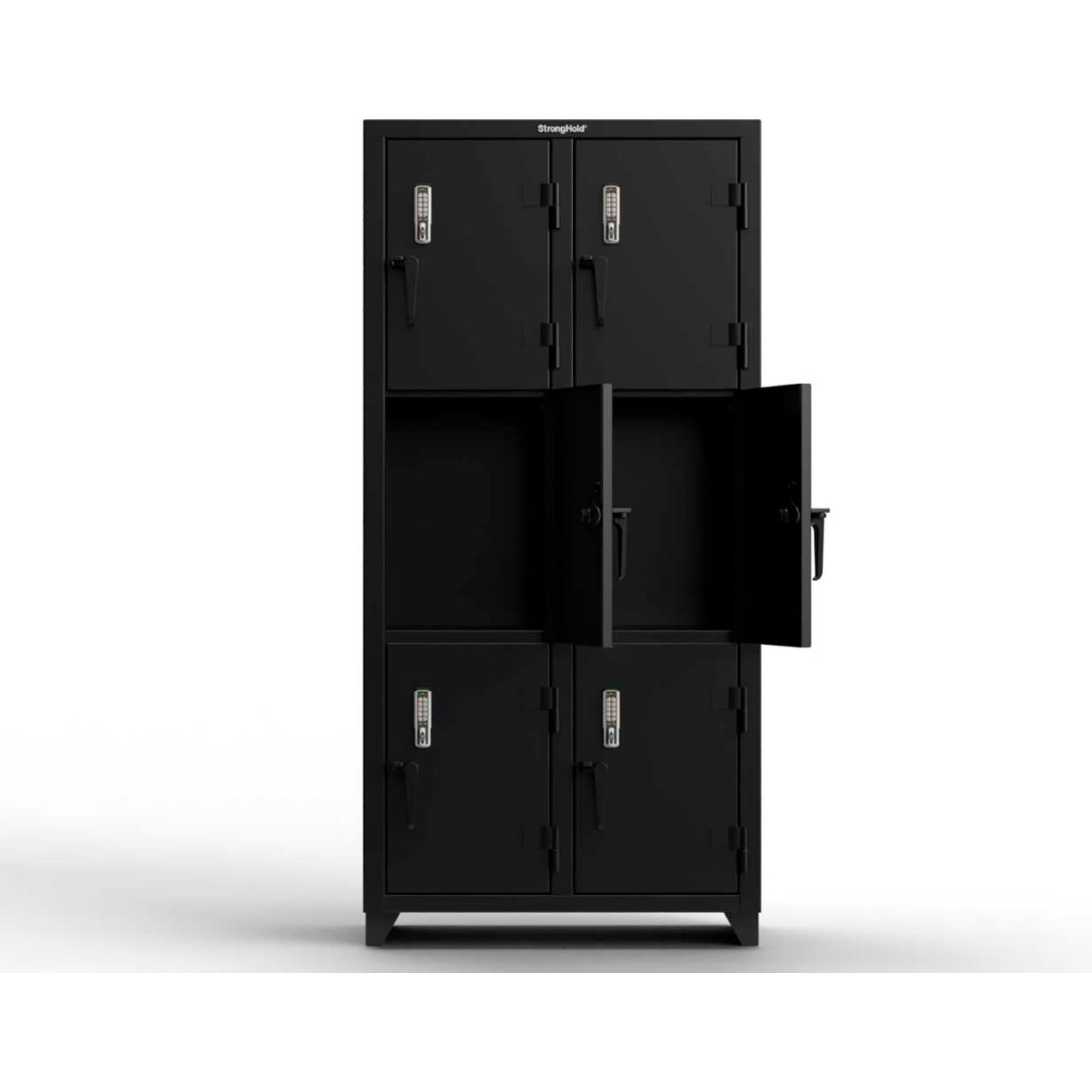 3-Tier 6 Door Extra Heavy Duty Digital Locker, 36"W x 18"D x 75"H, Black, Assembled