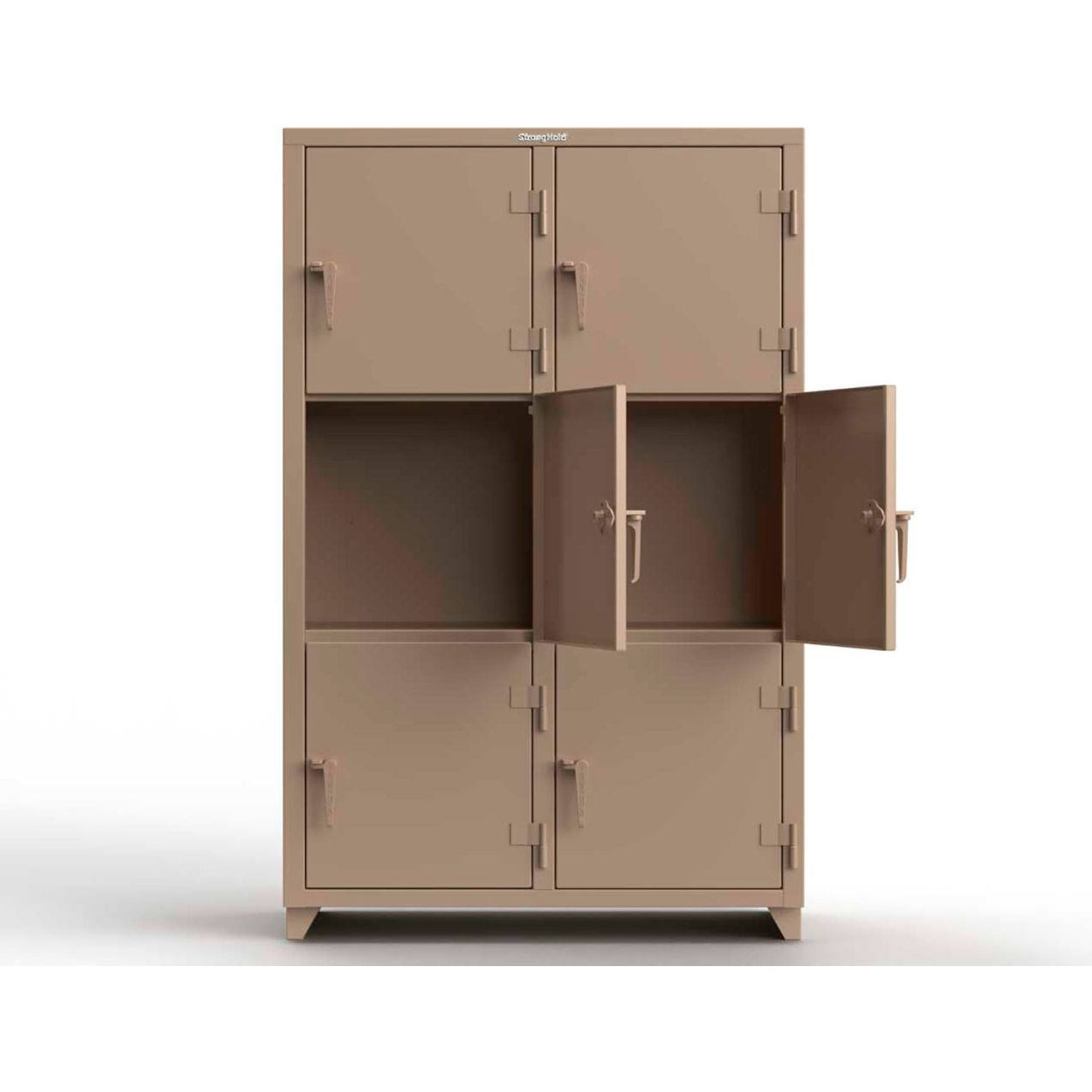 3-Tier 6 Door Extra Heavy Duty Locker, 48"W x 24"D x 75"H, Beige, Assembled