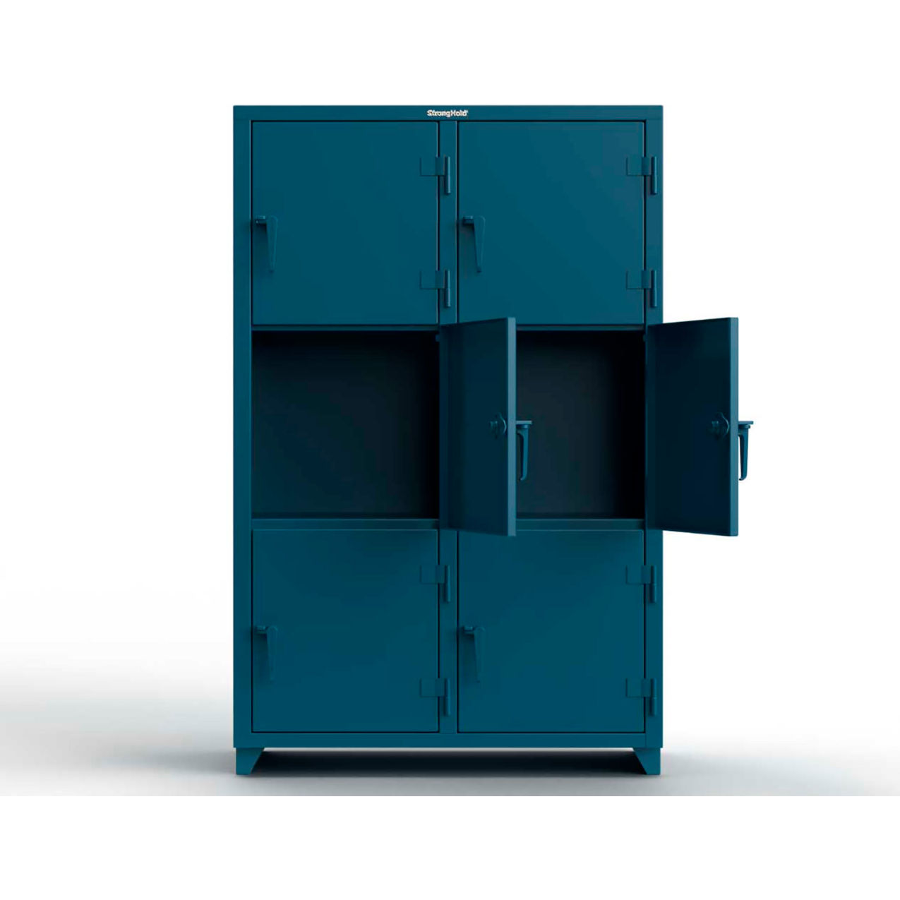 3-Tier 6 Door Extra Heavy Duty Locker, 48"W x 24"D x 75"H, Blue, Assembled