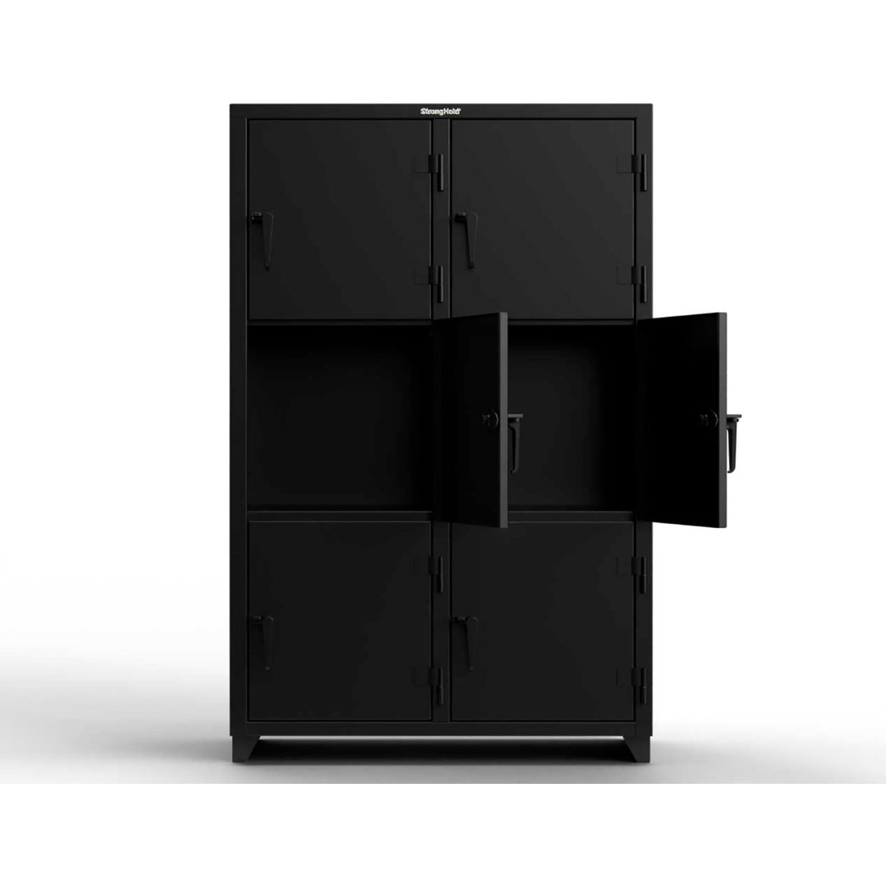 3-Tier 6 Door Extra Heavy Duty Locker, 48"W x 24"D x 75"H, Black, Assembled