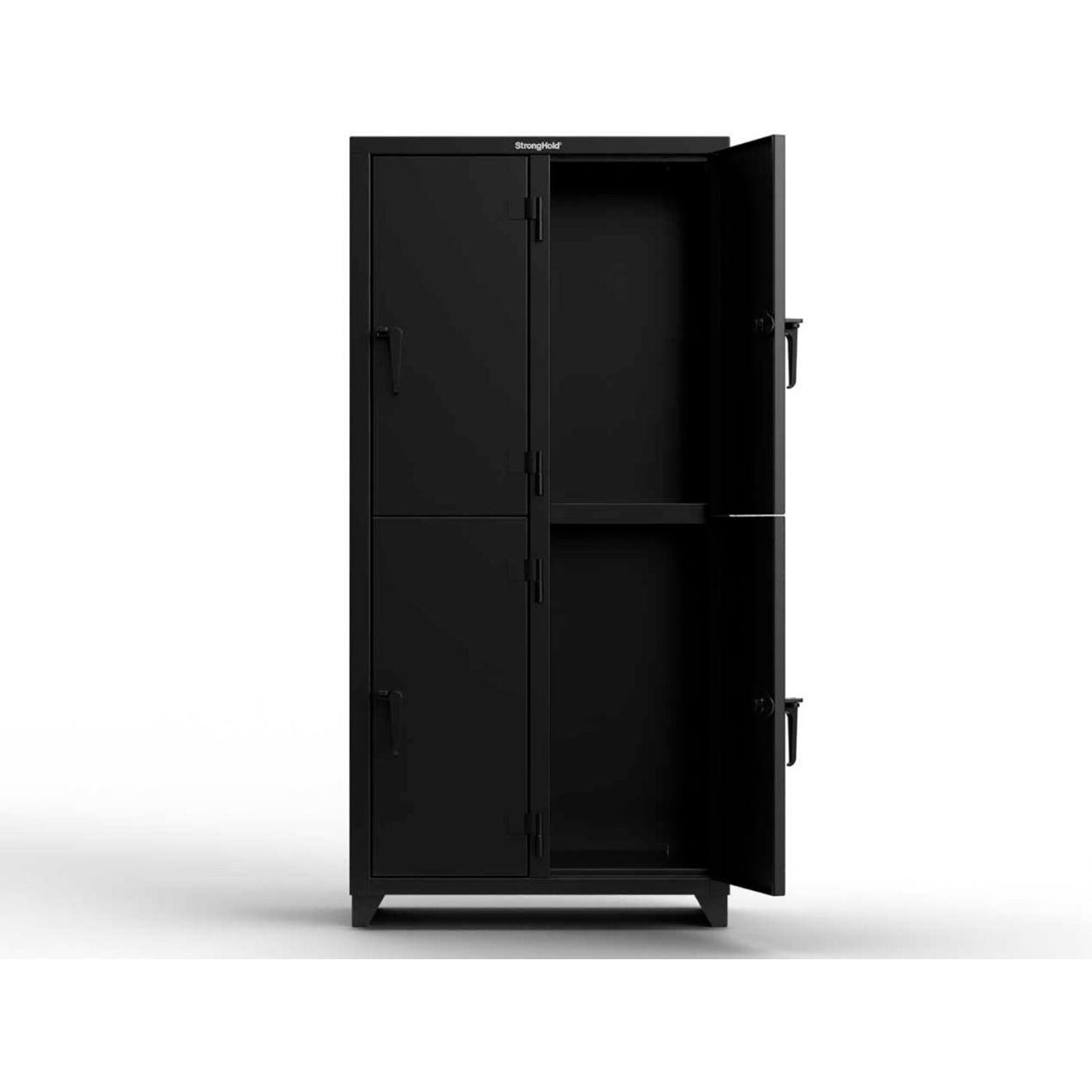 Strong Hold 2-Tier 4 Door Extra Heavy Duty Locker, 36"W x 18"D x 75"H, Black, Assembled