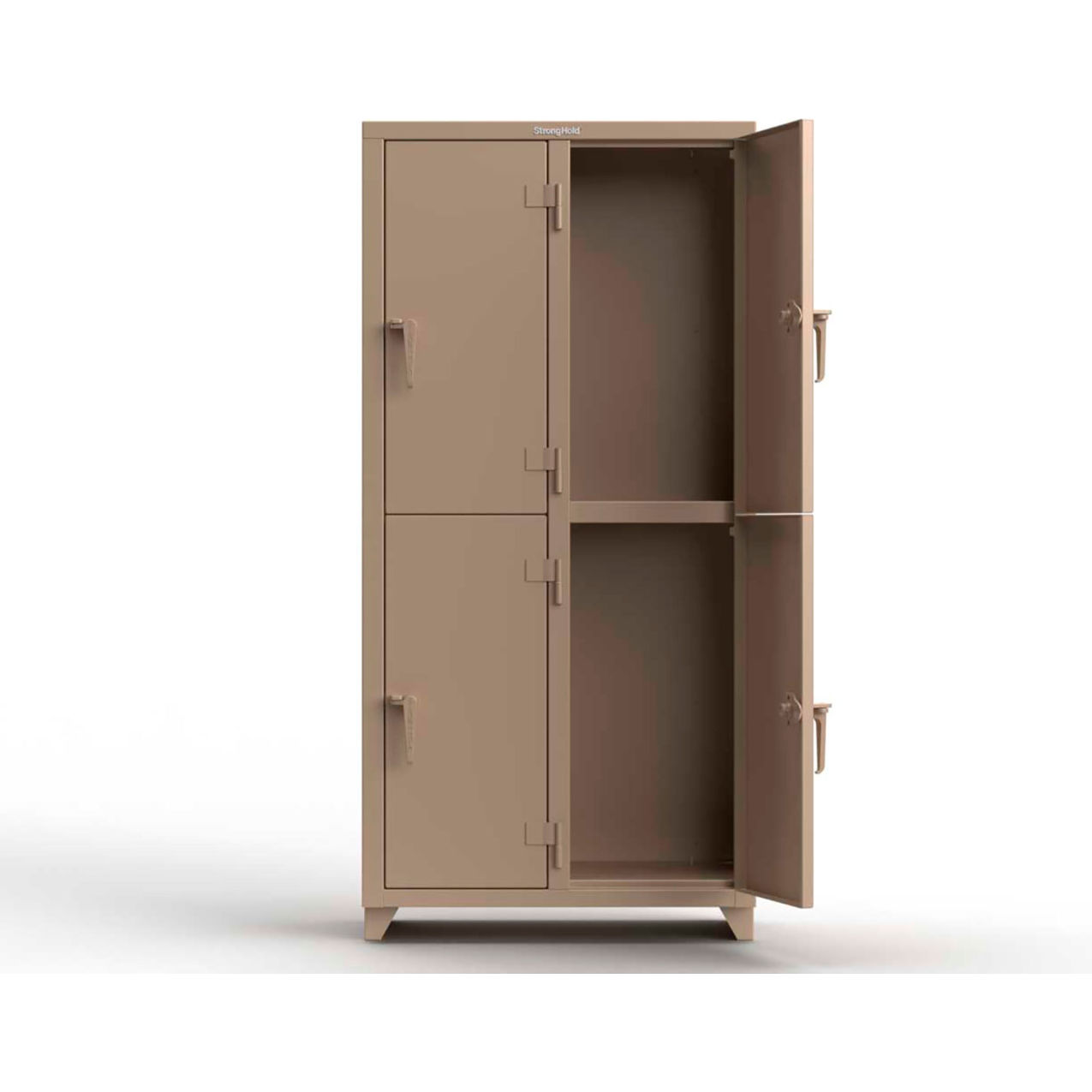 2-Tier 4 Door Extra Heavy Duty Locker, 36"W x 18"D x 75"H, Beige, Assembled